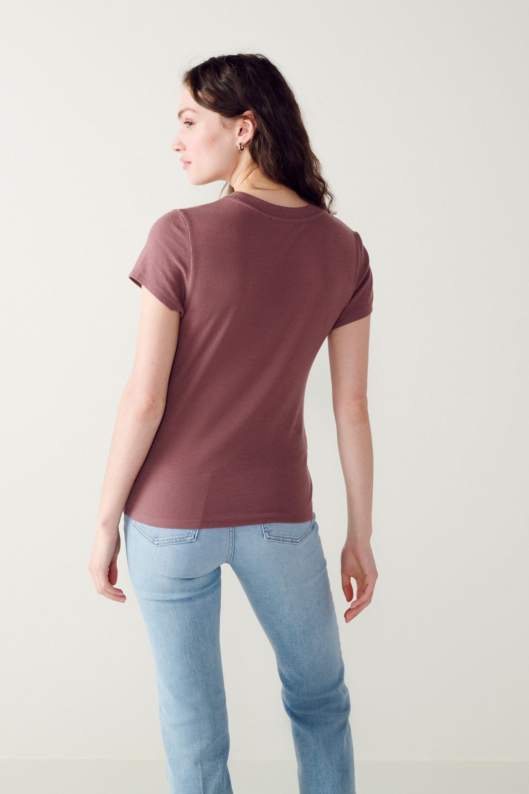 Next T-Shirt Superweiches, geripptes T-Shirt aus Lyocell (1-tlg) günstig online kaufen