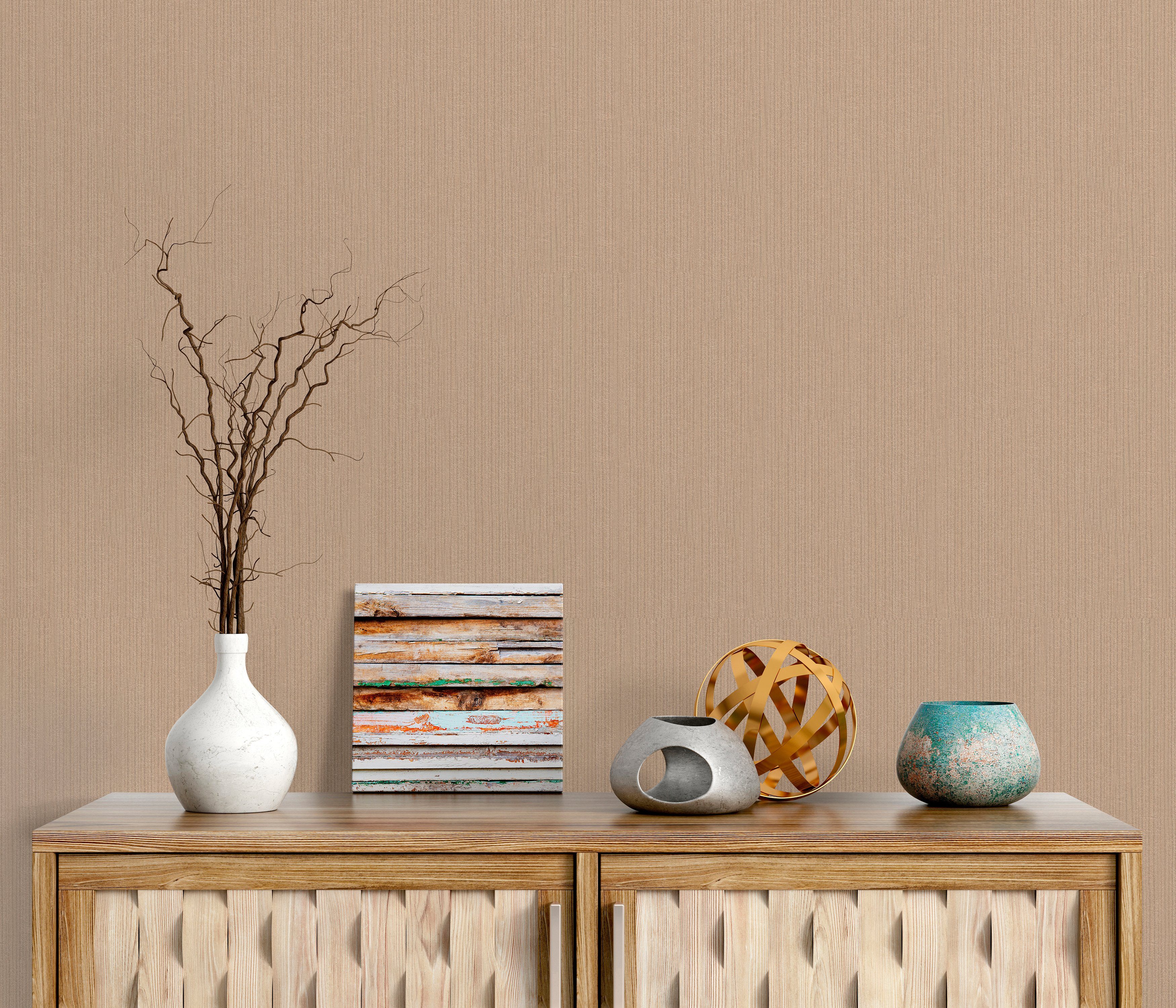 Bricoflor Uni Tapete Braun Beige Einfarbige Vliestapete in Hellbraun mit Vi günstig online kaufen