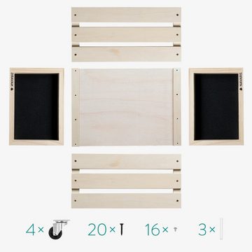 Navaris Holzkiste Holz Schallplatten Kiste Kreidetafel Räder 42,9x34,4x28cm bis 80 LP (1 St)