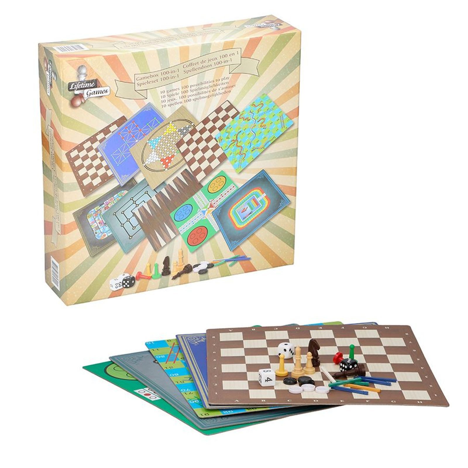 BURI Spiel Spielesammlung 100 Spiele mit Reisespiel Gesellschaftsspiel Familien