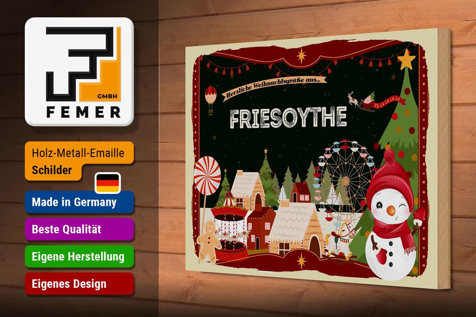 Femer GmbH Holzbild Weihnachten Grüße FRIESOYTHE 30x20cm, Feste und Feiertage (1 St), Glatte Holzfaserplatte (MDF), vorn beschichtet