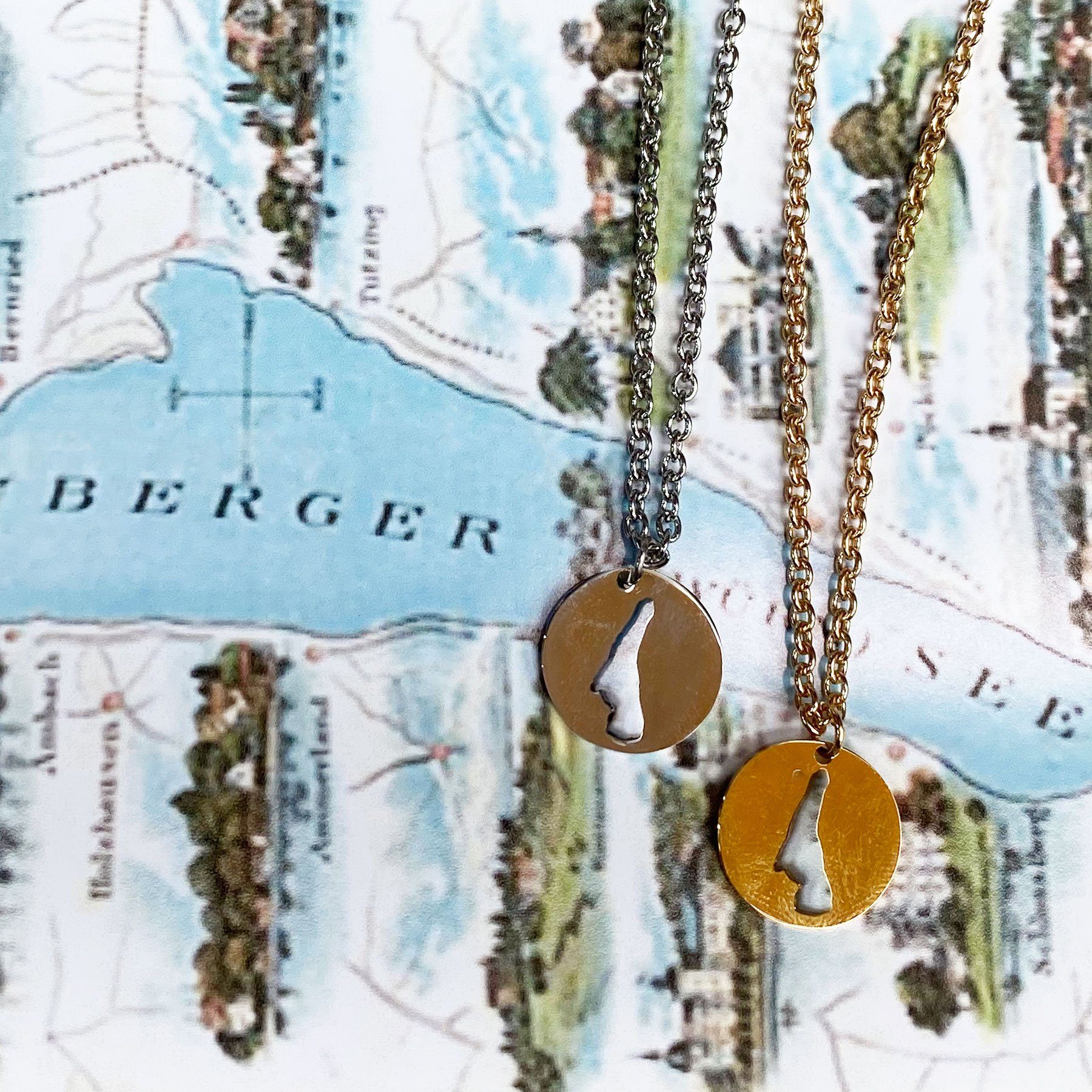 Damen Schmuck DAHEIM Kette mit Anhänger Halskette Starnberger See (vergoldet), - filigrane Kette für Damen und Frauen, Heimat-Sc