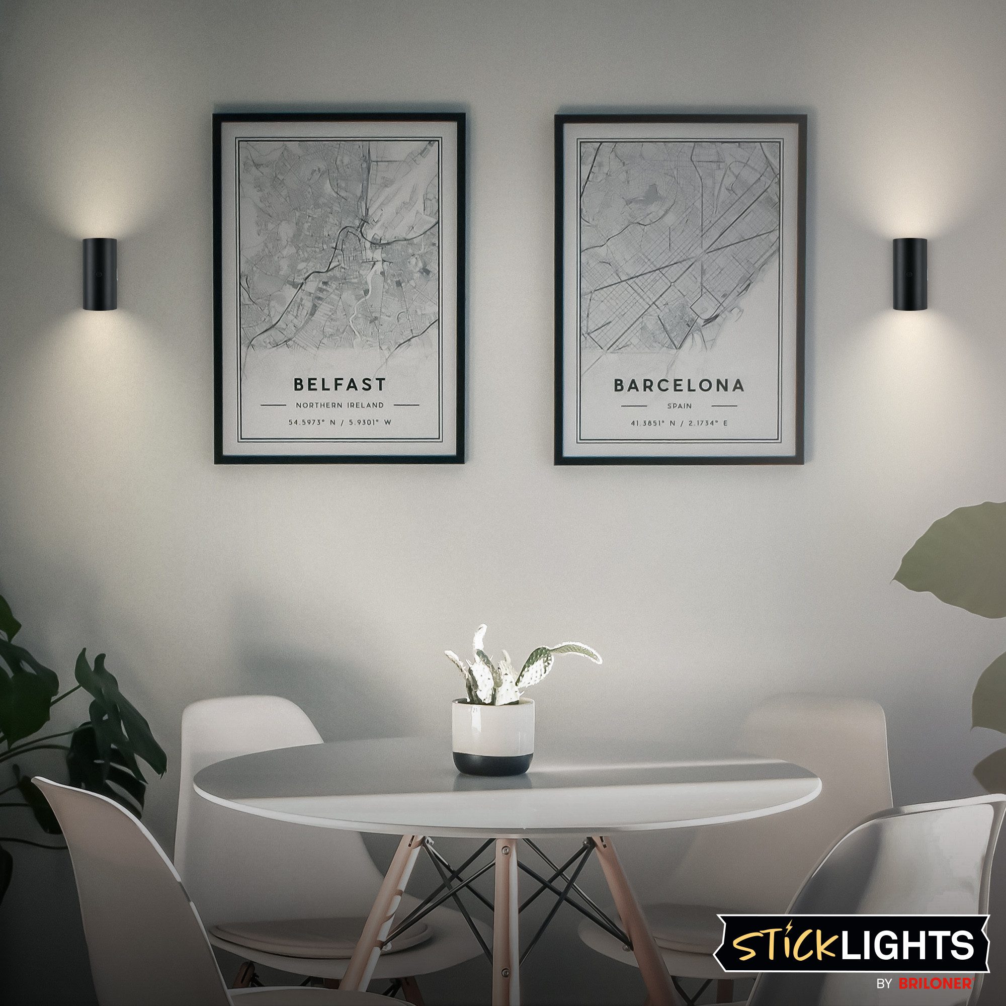 Briloner Leuchten LED Wandleuchte ISY, Dimmfunktion, LED fest integriert, Warmweiß, 6,1 x 12 cm (DxH) Schwarz 2 W ohne Stromanschluss Flur 2er-Set