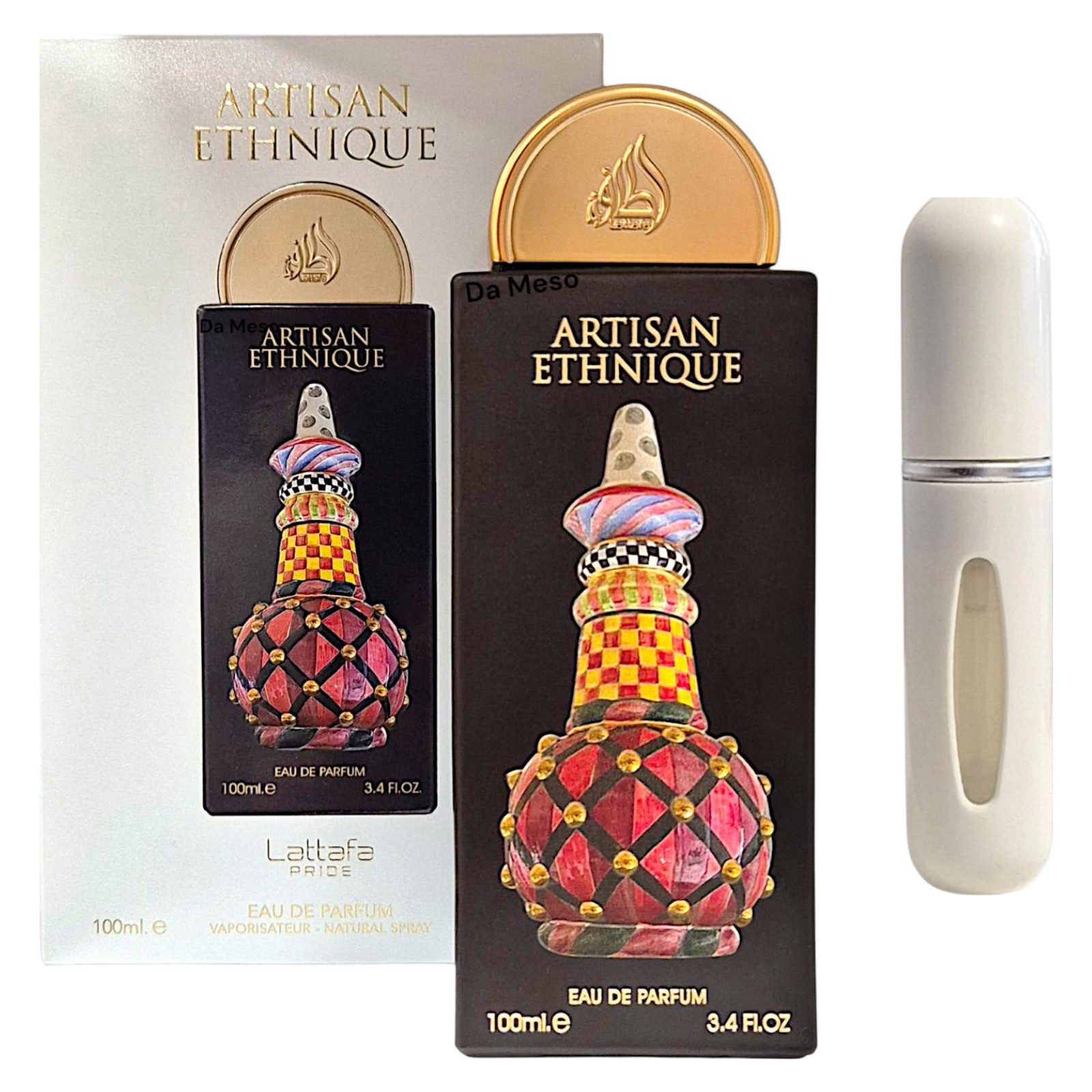 Lattafa Duft-Set Pride Artisan Ethnique EDP 100ml + Parfümzerstäuber (leer)