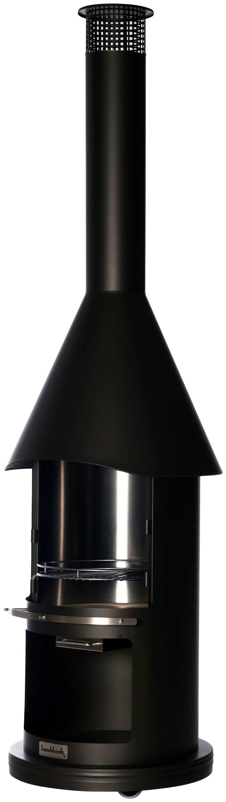Buschbeck Holzkohlegrill Edelstahlgrill Auckland, schwarz, Edles Design,  Premium-Produkt mit Senotherm-Lackierung, Ø65 x H 230 cm | Grilltöpfe