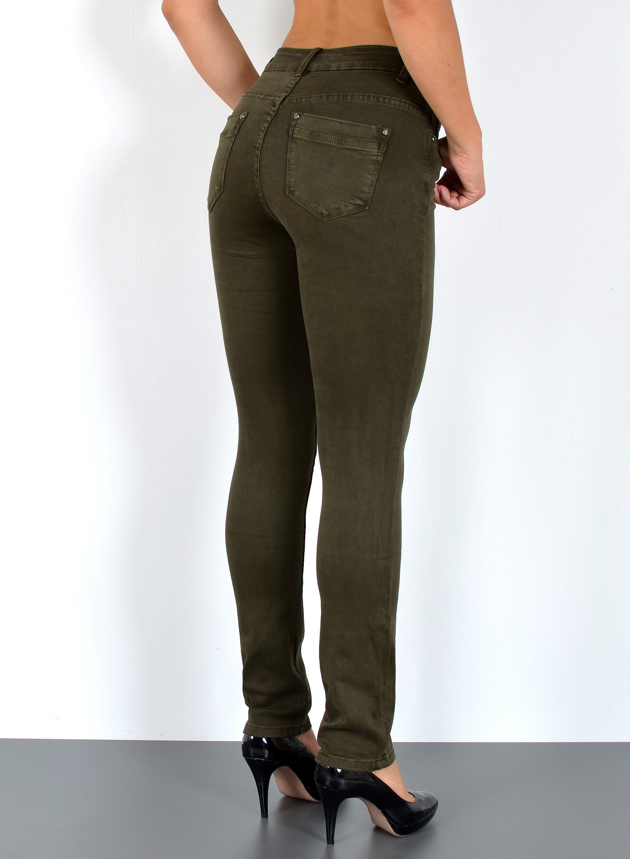 ESRA Straight-Jeans Stretch Jeans Straight Fit Damen Regular Hose High Waist Jeans G13 Straight Leg Damen Jeanshosen High Waist Gerade Schnitt Jeans Regular