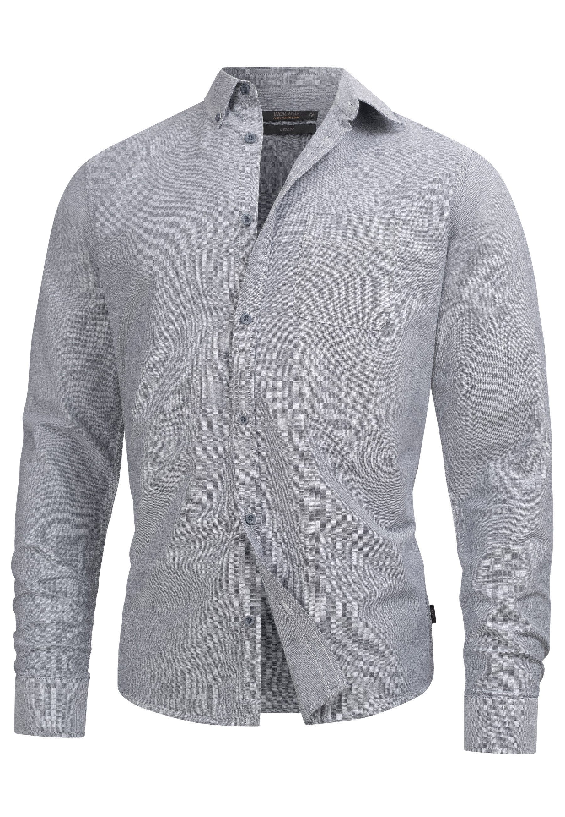 Indicode Langarmhemd Herren Kepner Herrenhemd Langarm mit Button-Down-Krage günstig online kaufen