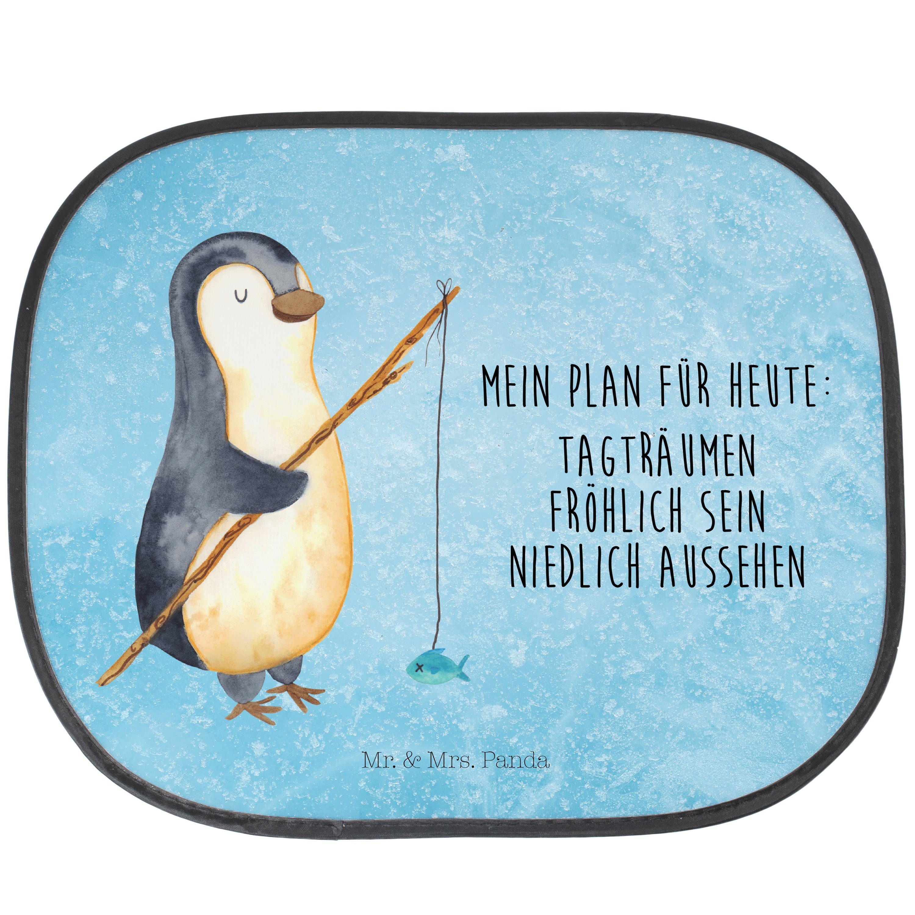 Sonnenschutz Pinguin Angler - Eisblau - Geschenk, Motivation, Sonnenschutzfolie, S, Mr. & Mrs. Panda, Seidenmatt