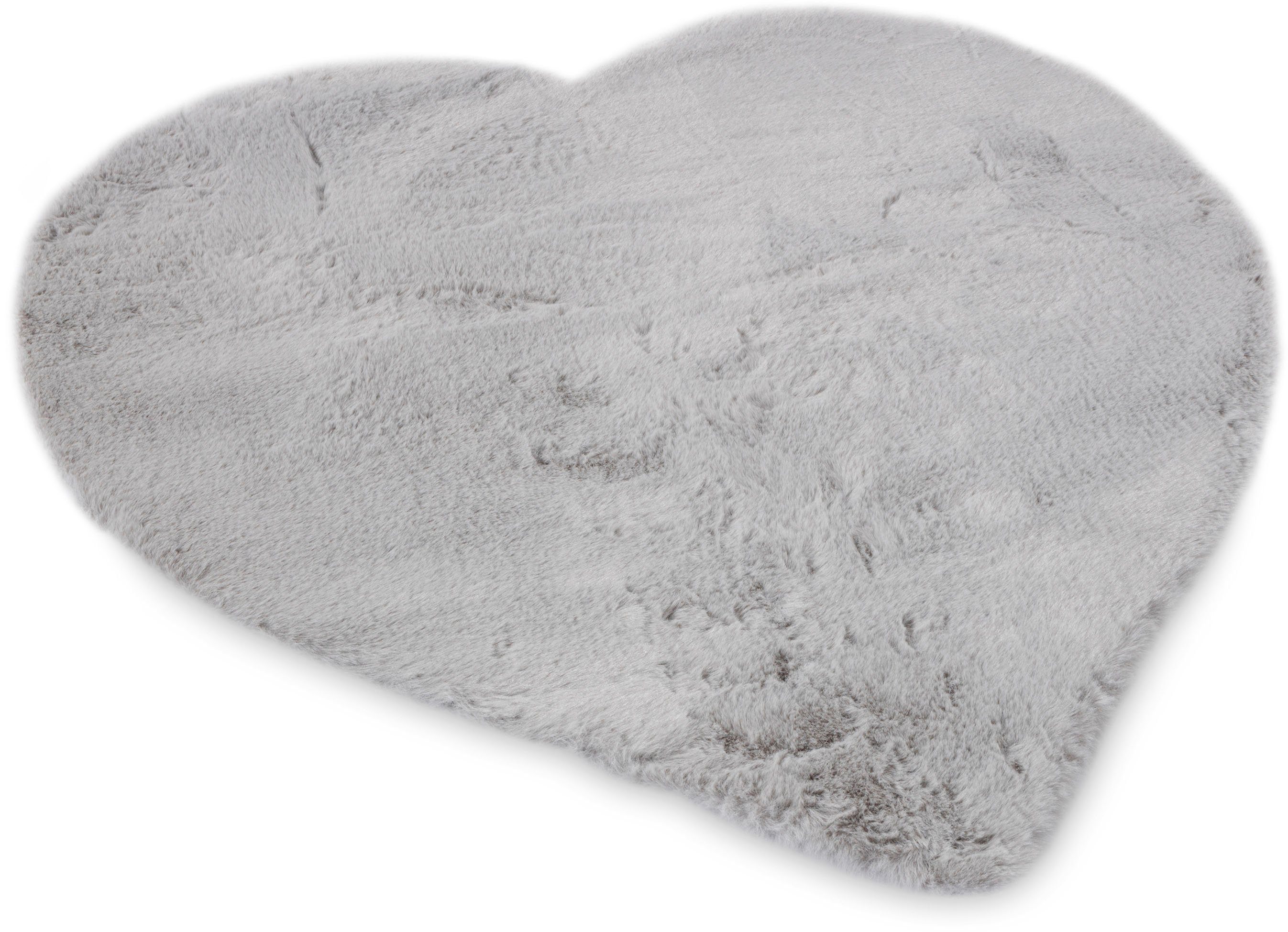 Gino Falcone Fellteppich Kuschelteppich Chiara, herzförmig, Höhe: 30 mm, Kunstfell, Kaninchenfell-Haptik, besonders weicher Langflor