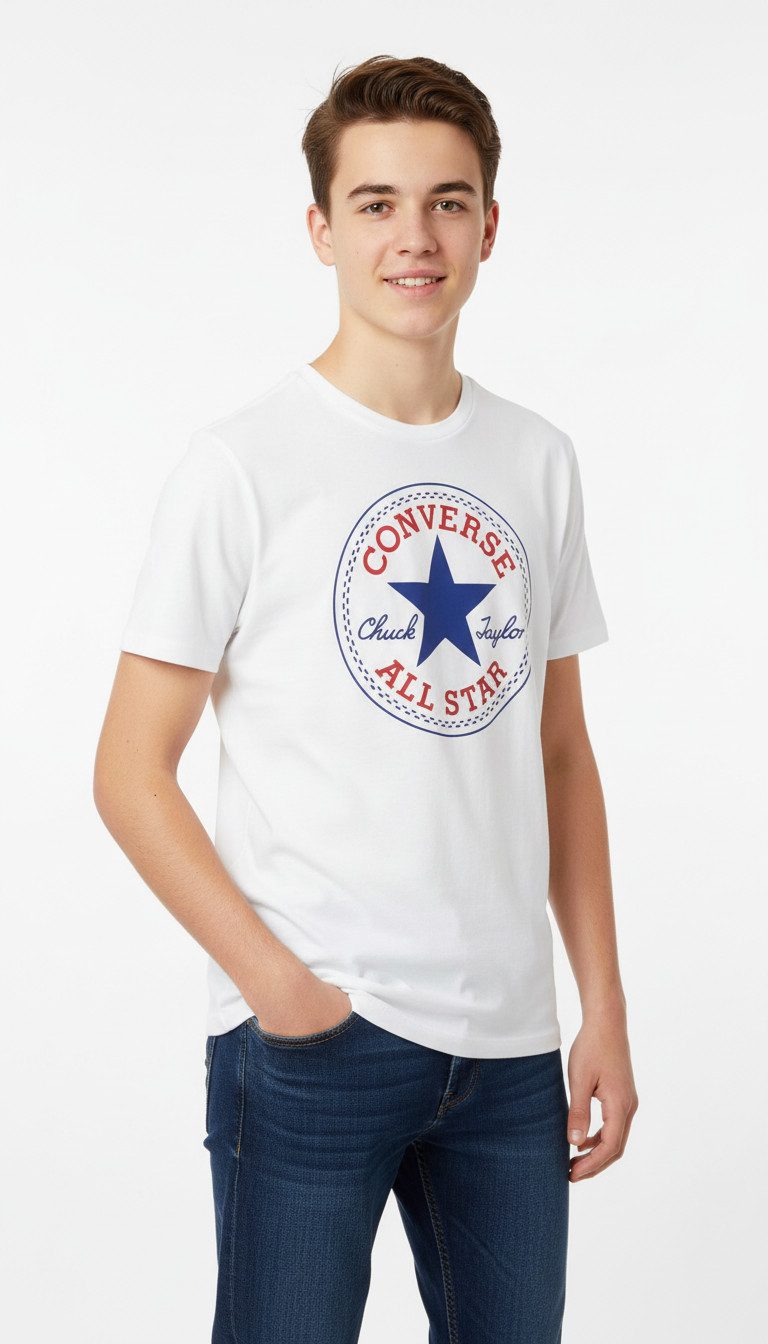Converse Kurzarmshirt für Kinder mit Rundhalsausschnitt, aus weichem Jersey-Stoff