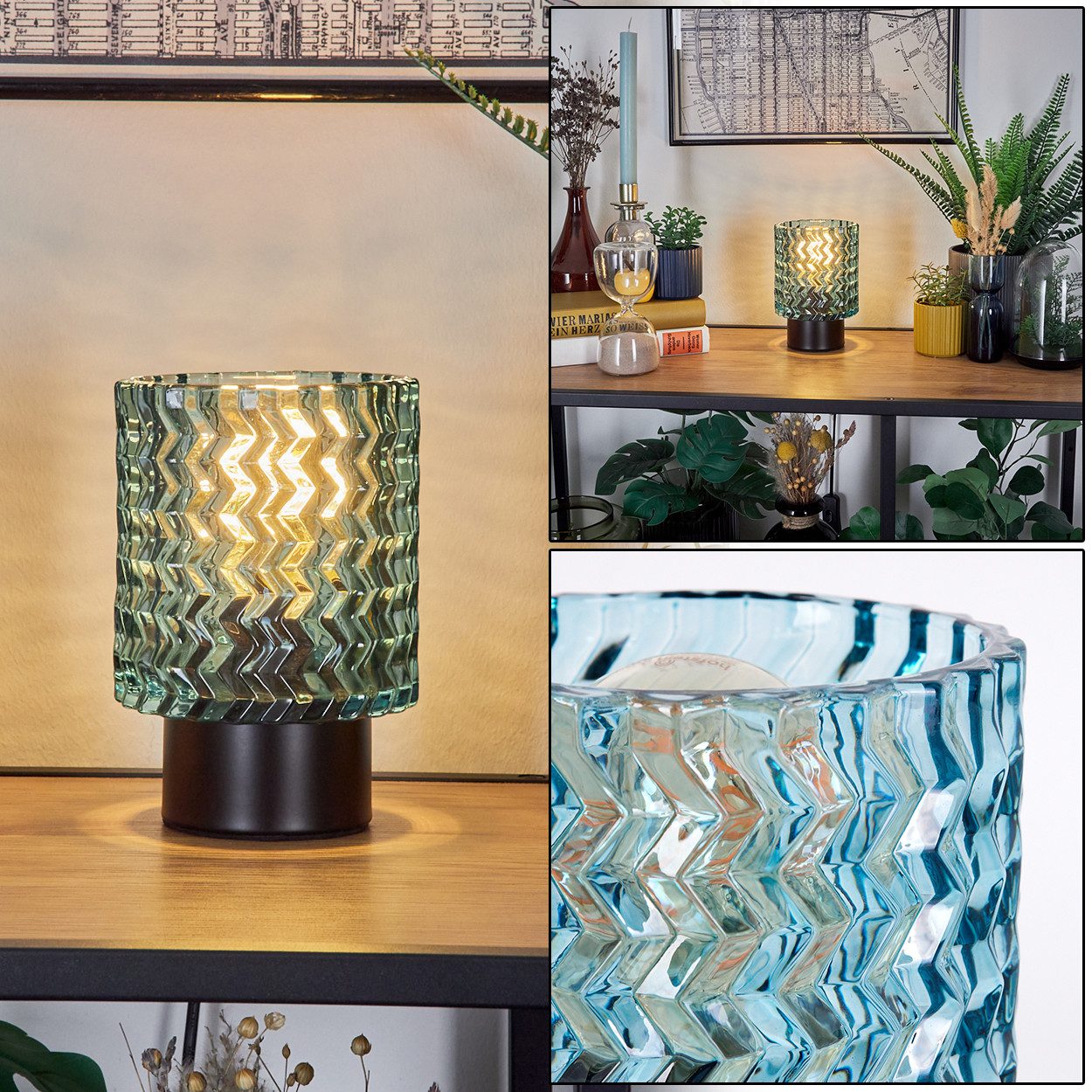 hofstein Tischleuchte Tischlampe aus Metall/Glas in günstig online kaufen