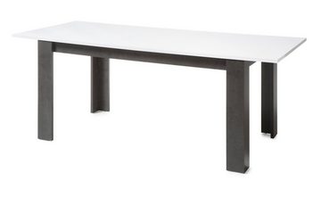 Furn.Design Esstisch Briard (in weiß Hochglanz und grau, ausziehbar, 160 - 200 cm), für bis zu 8 Personen