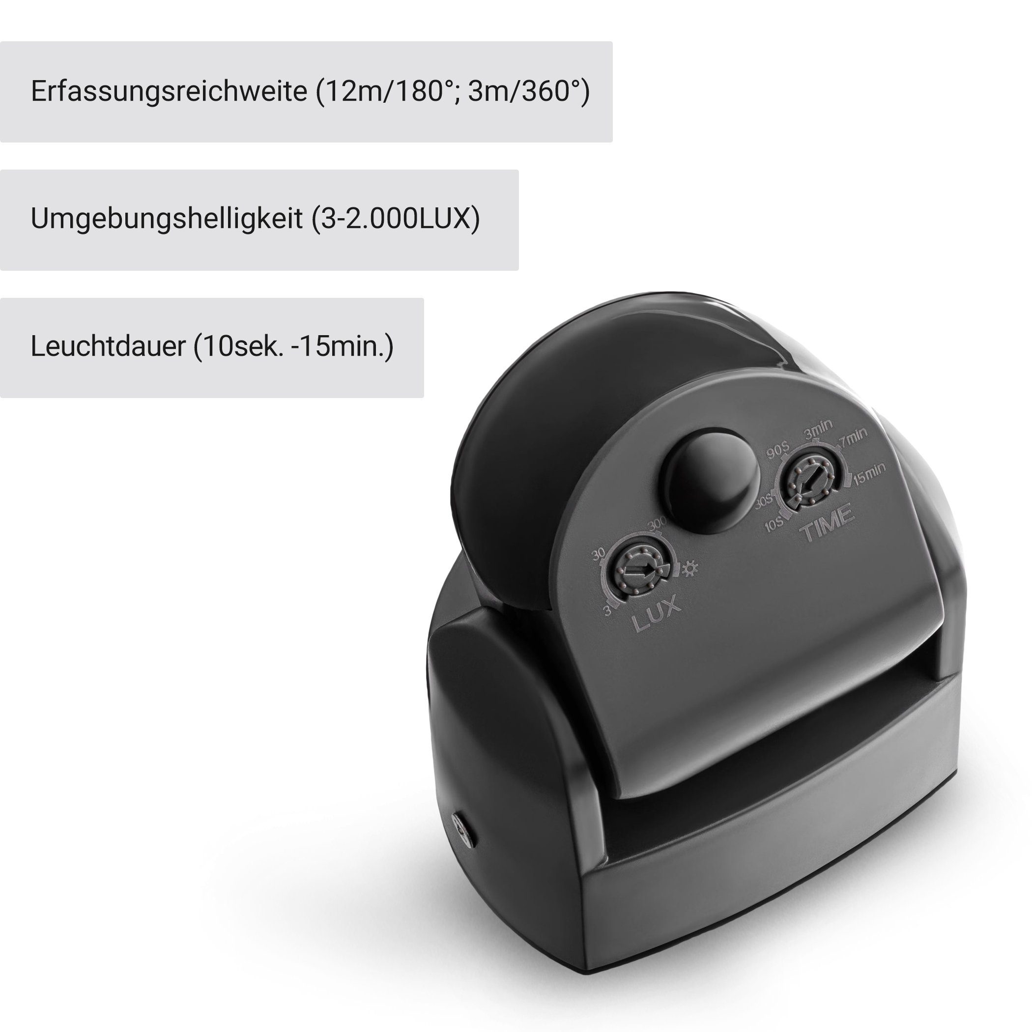 SEBSON Bewegungsmelder Bewegungsmelder Aussen IP65 Aufputz, LED geeignet, programmierbar, (1-St) – Bild 4 von 5