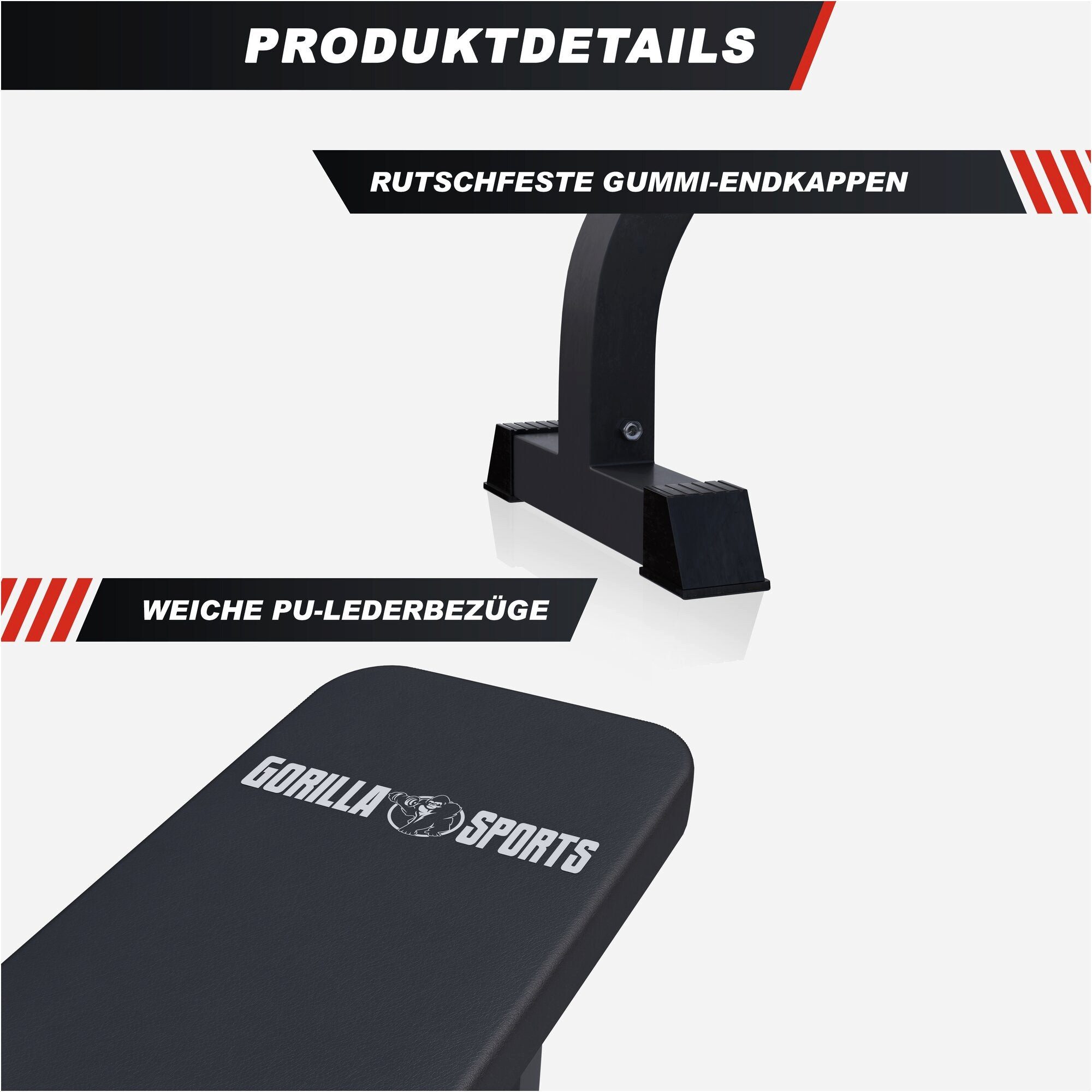 GORILLA SPORTS Hantelbank Flachbank Weiß/Schwarz, (1-tlg)