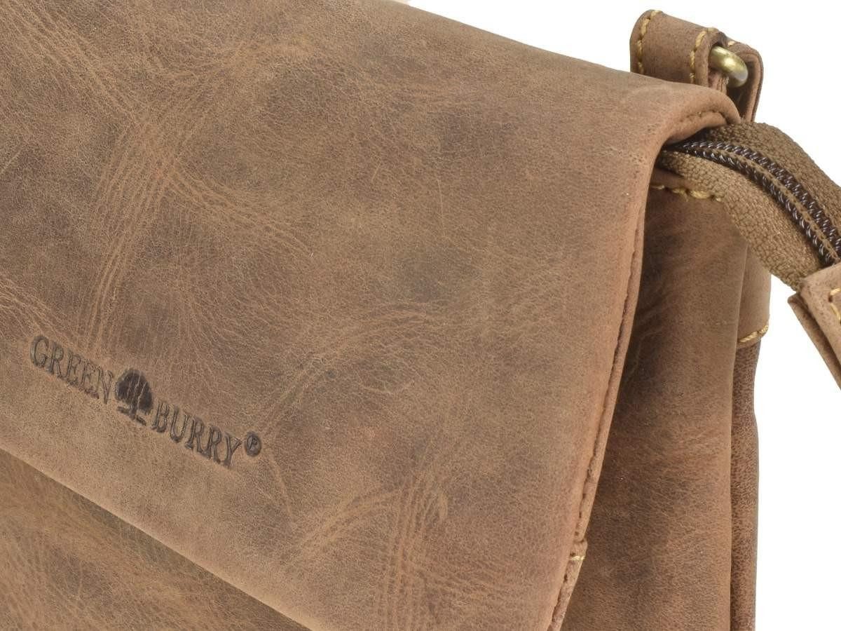 Greenburry Umhängetasche "Vintage" Leder, used Look, kleine Schultertasche 19x17cm, antikbraun