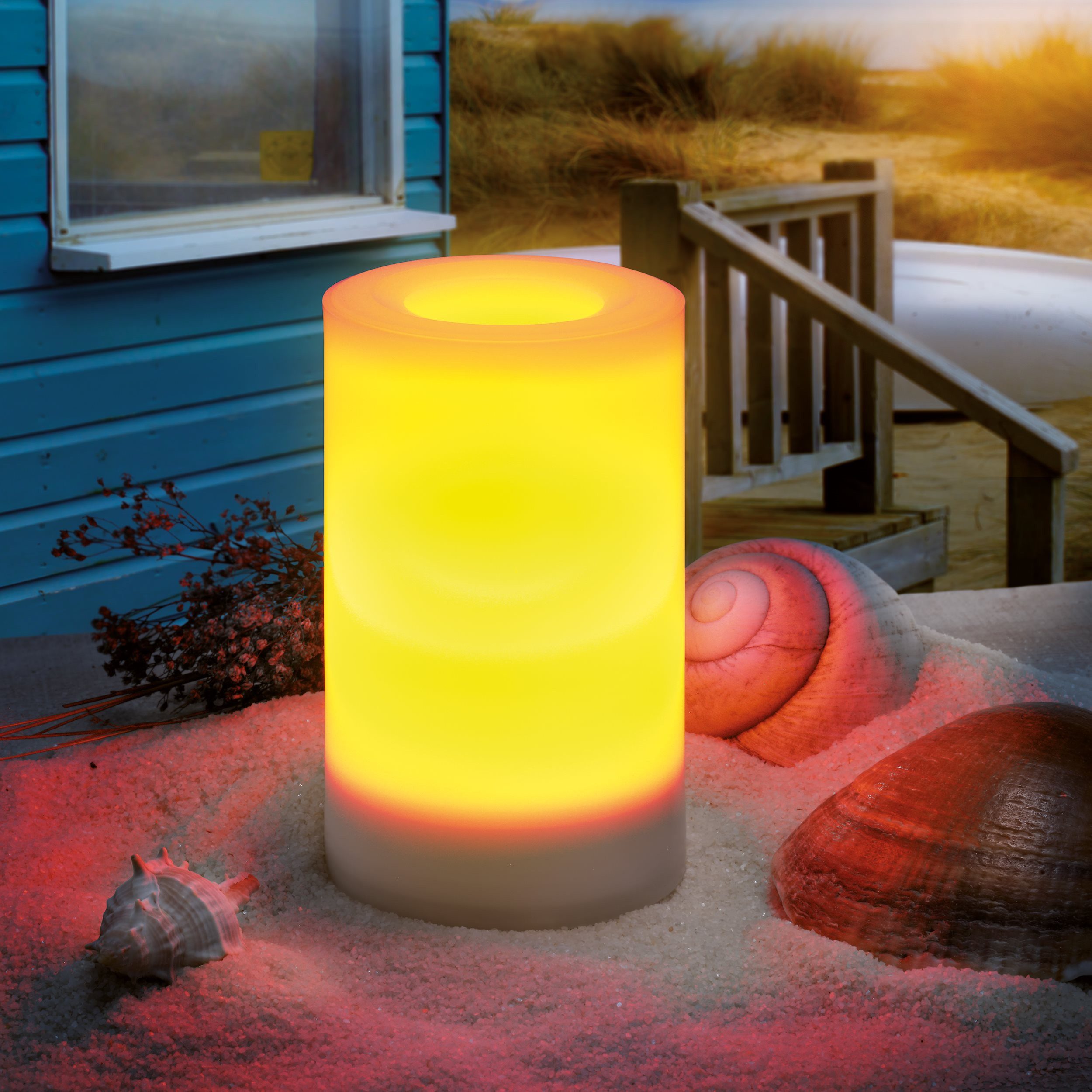 esotec Outdoorkerze Solar LED Kerze Mila, 7,5x12cm Flammeneffekt Flackerlicht außen 102232