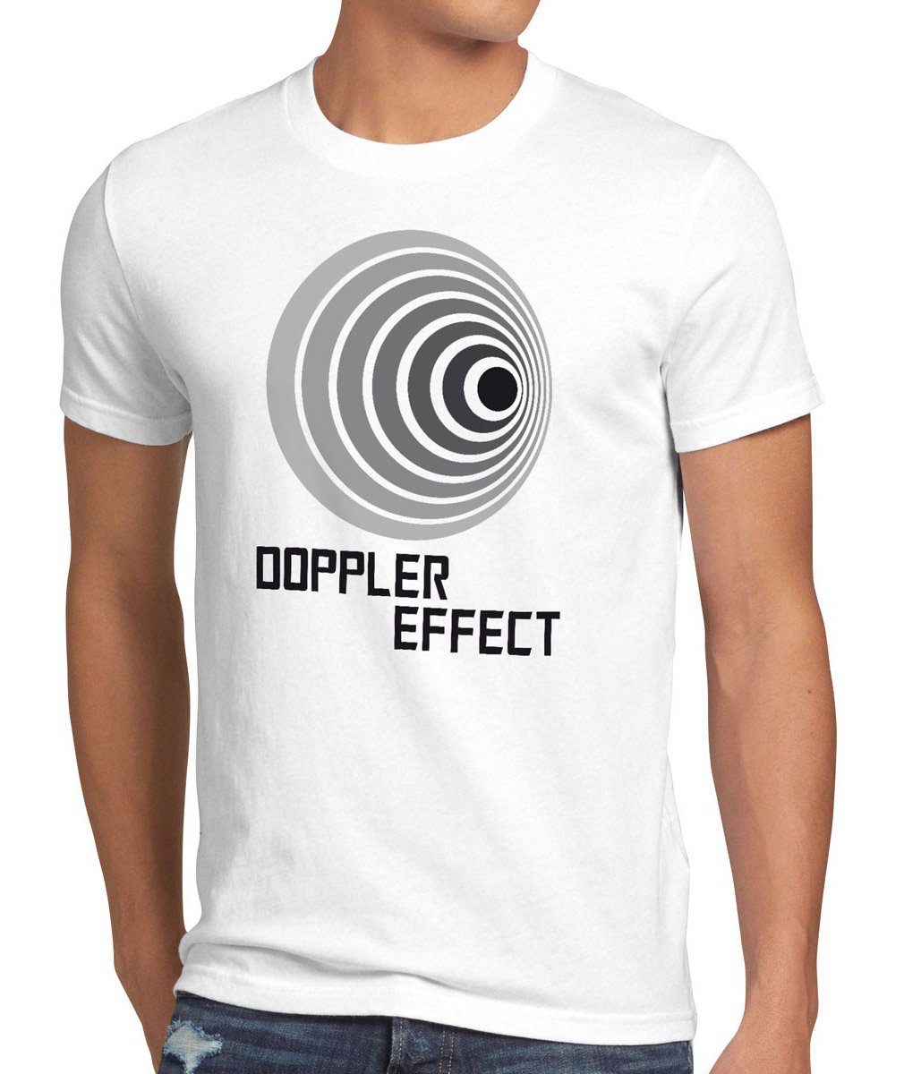 style3 Print-Shirt Herren T-Shirt Doppler Effect Cooper Big Bang Sheldon Effekt Schall tbbt Theory weiß