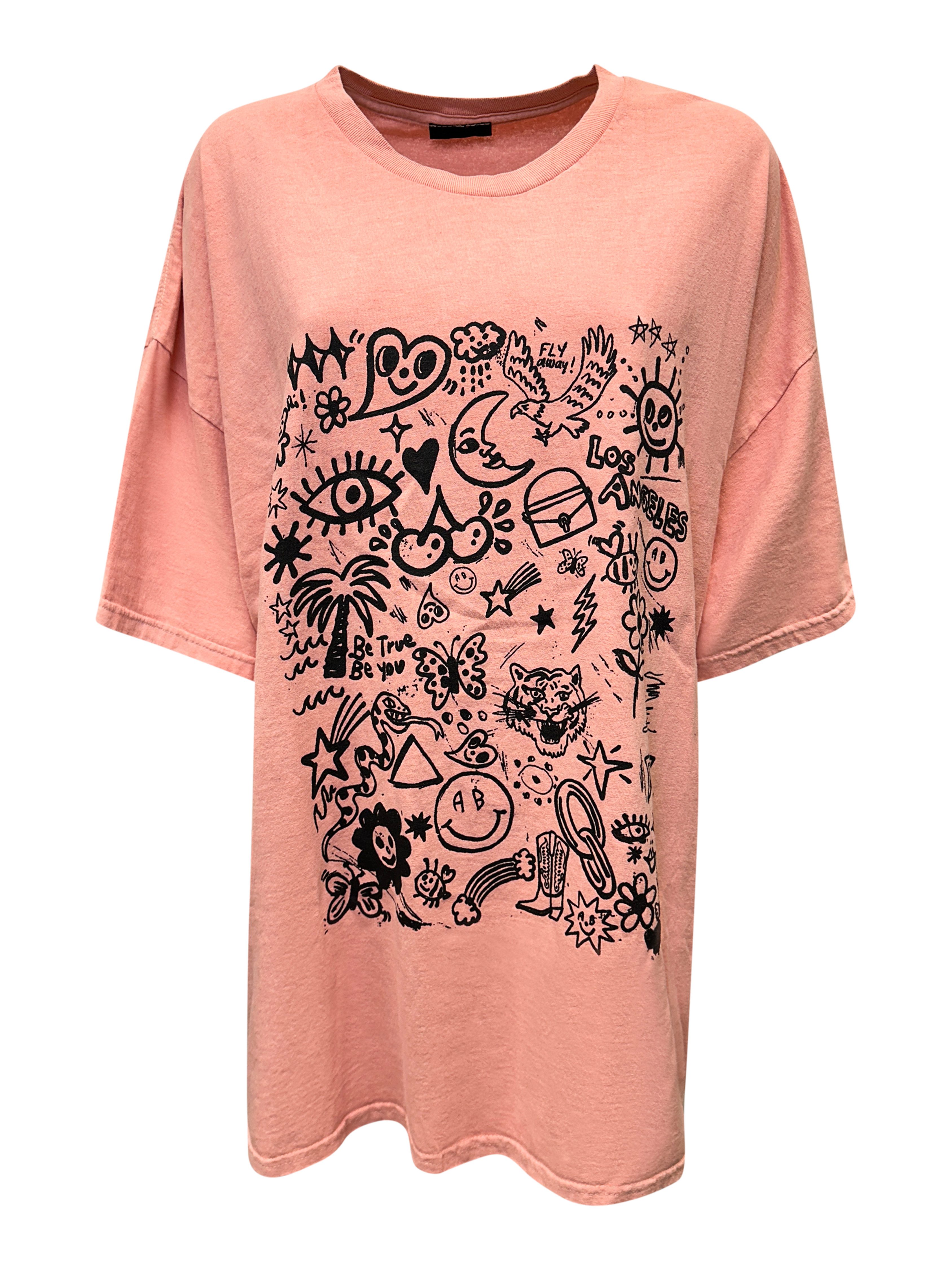 Worldclassca T-Shirt Worldclassca Oversized Print T-Shirt lang Sommer Shirt günstig online kaufen
