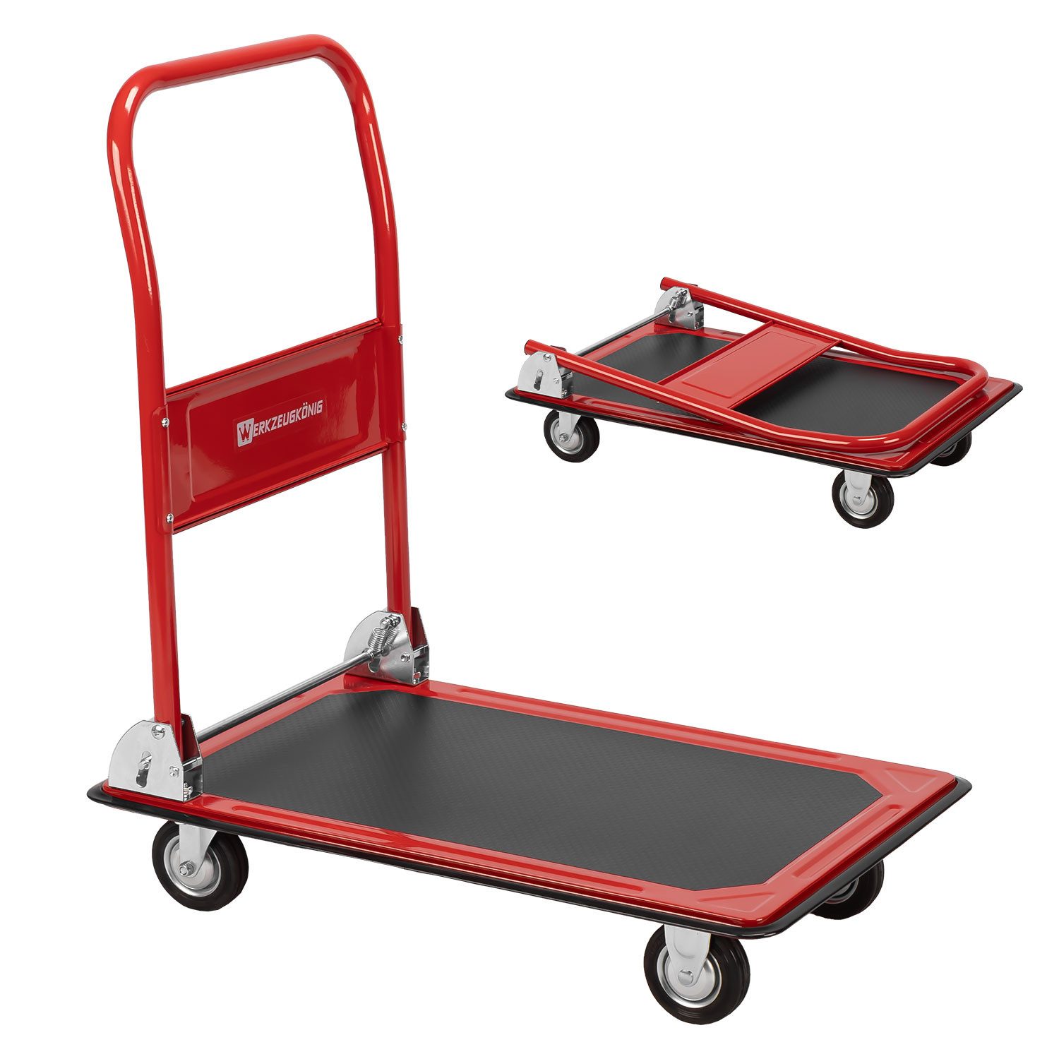 Werkzeugkönig Rollwagen Plattformwagen Transportkarren klappbar, antirutsch Ladefläche - klappbarer Schiebebügel - belastbar bis 150 kg