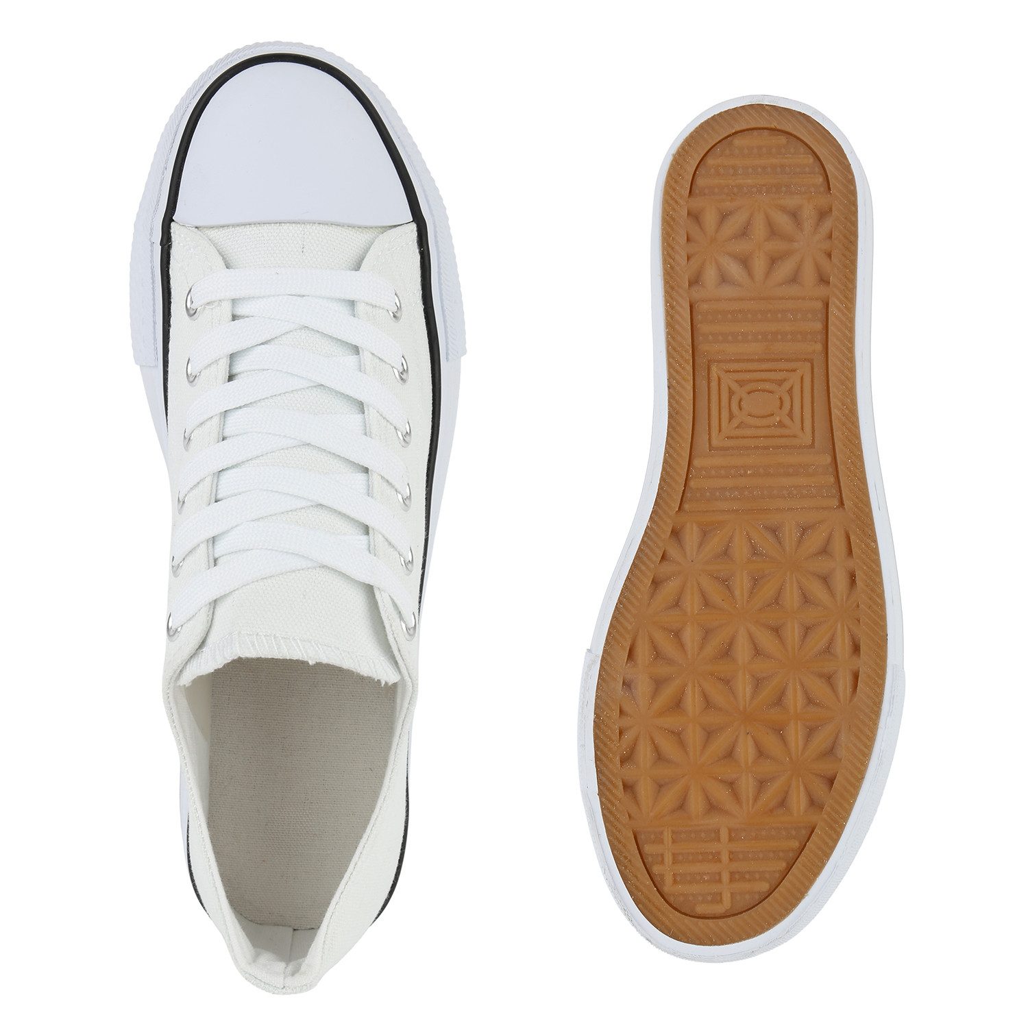 VAN HILL 842206 Plateausneaker Damen Plateau Sneaker - Modischer Low-Top Stoffschuh mit hoher Sohle – Bild 4 von 4
