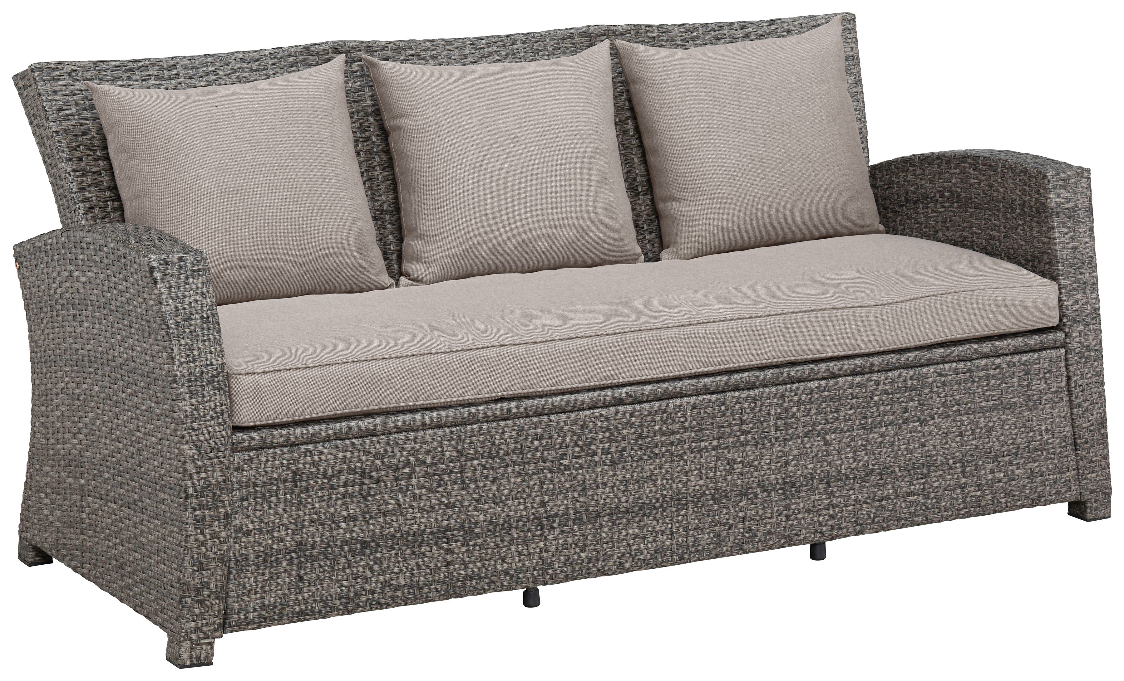 Sofa, 2 Tisch Siros, (12-tlg), Sessel, 135x82 cm, KONIFERA Polyrattan 3-er Gartenlounge-Set