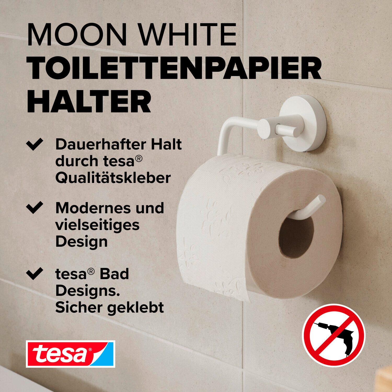 tesa Toilettenpapierhalter MOON Toilettenrollenhalter ohne Bohren günstig online kaufen