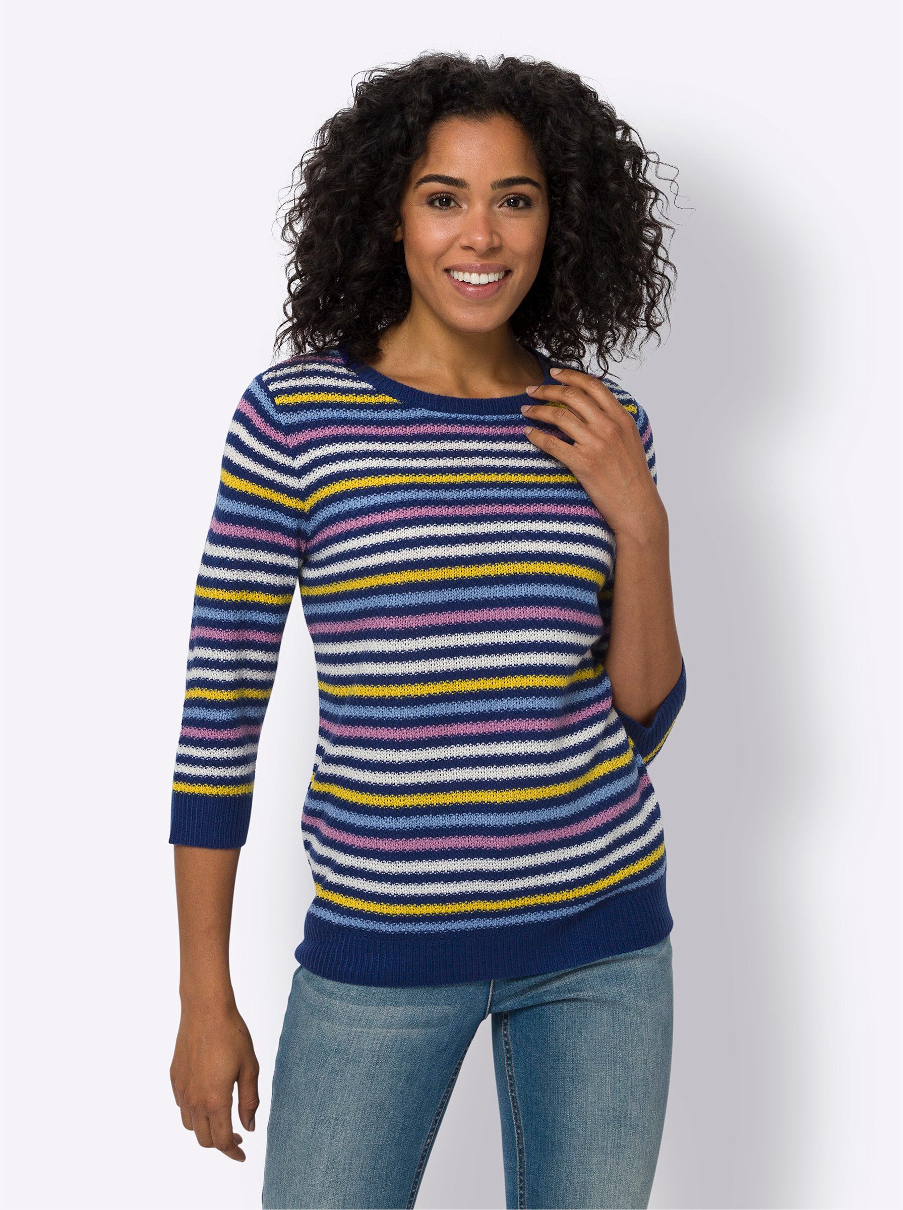 Strickpullover Ajour-Pullover 3/4-Arm Ajour