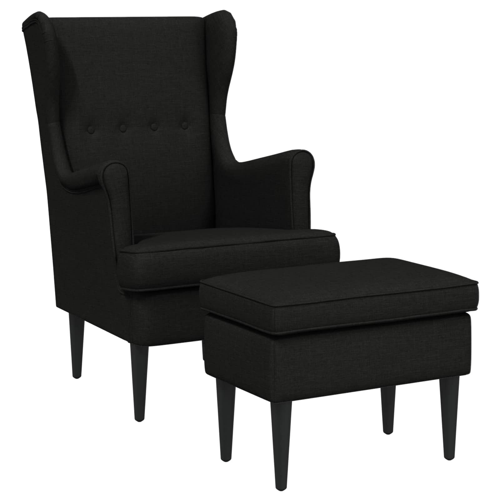 vidaXL Gartenlounge-Set Sessel mit Fußhocker 2 stk. Schwarz Stoff, (2-tlg)