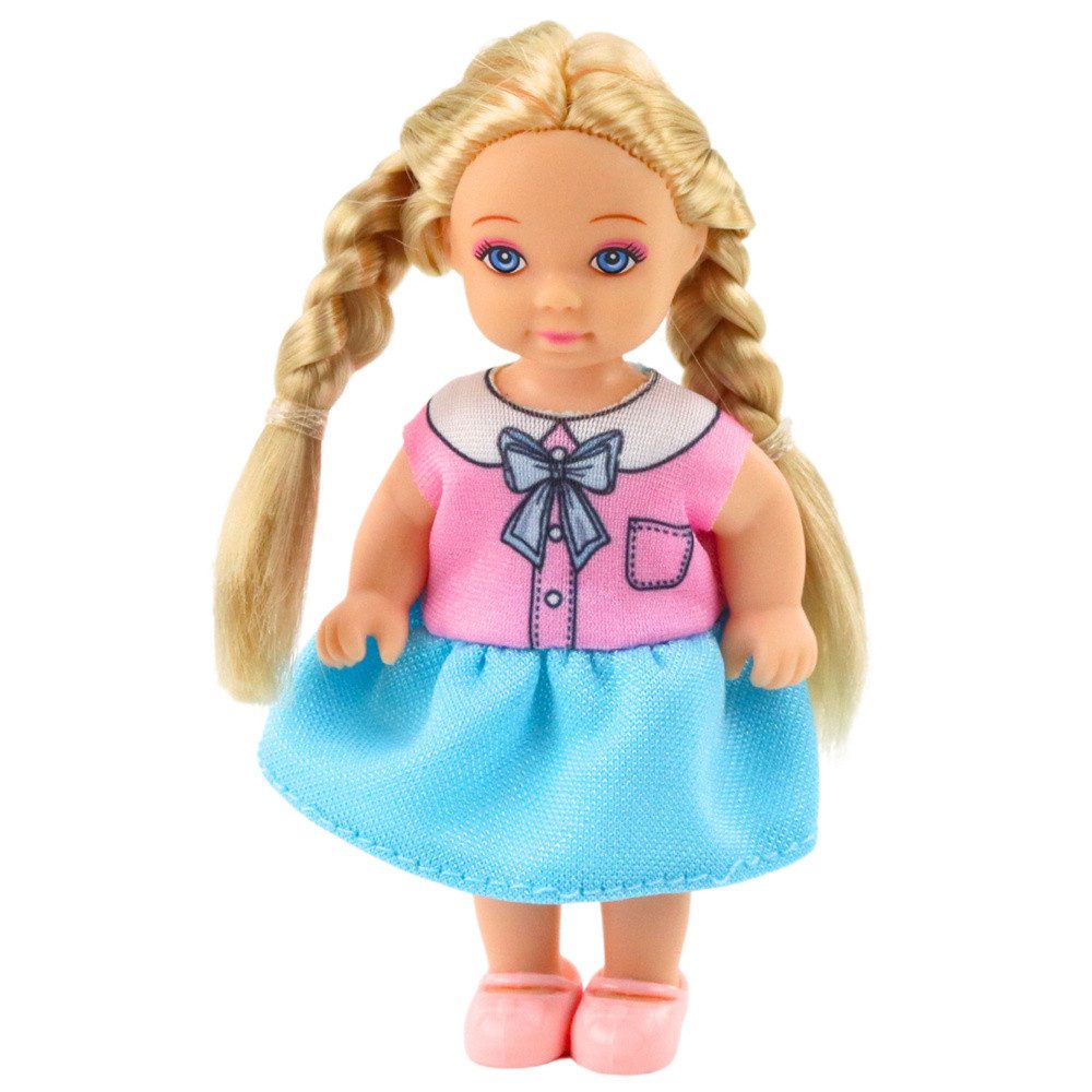 LEAN TOYS Minipuppe Modepuppe Spielpuppe Anziehpuppe (Spar-Set, 1-tlg., 12 cm frisierbar), Langes frisierbares Haar, bewegliche Teile, 12 cm