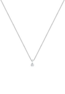 Elli DIAMONDS Collierkettchen Kreis Solitär Rund Diamant (0.03 ct) 925 Silber