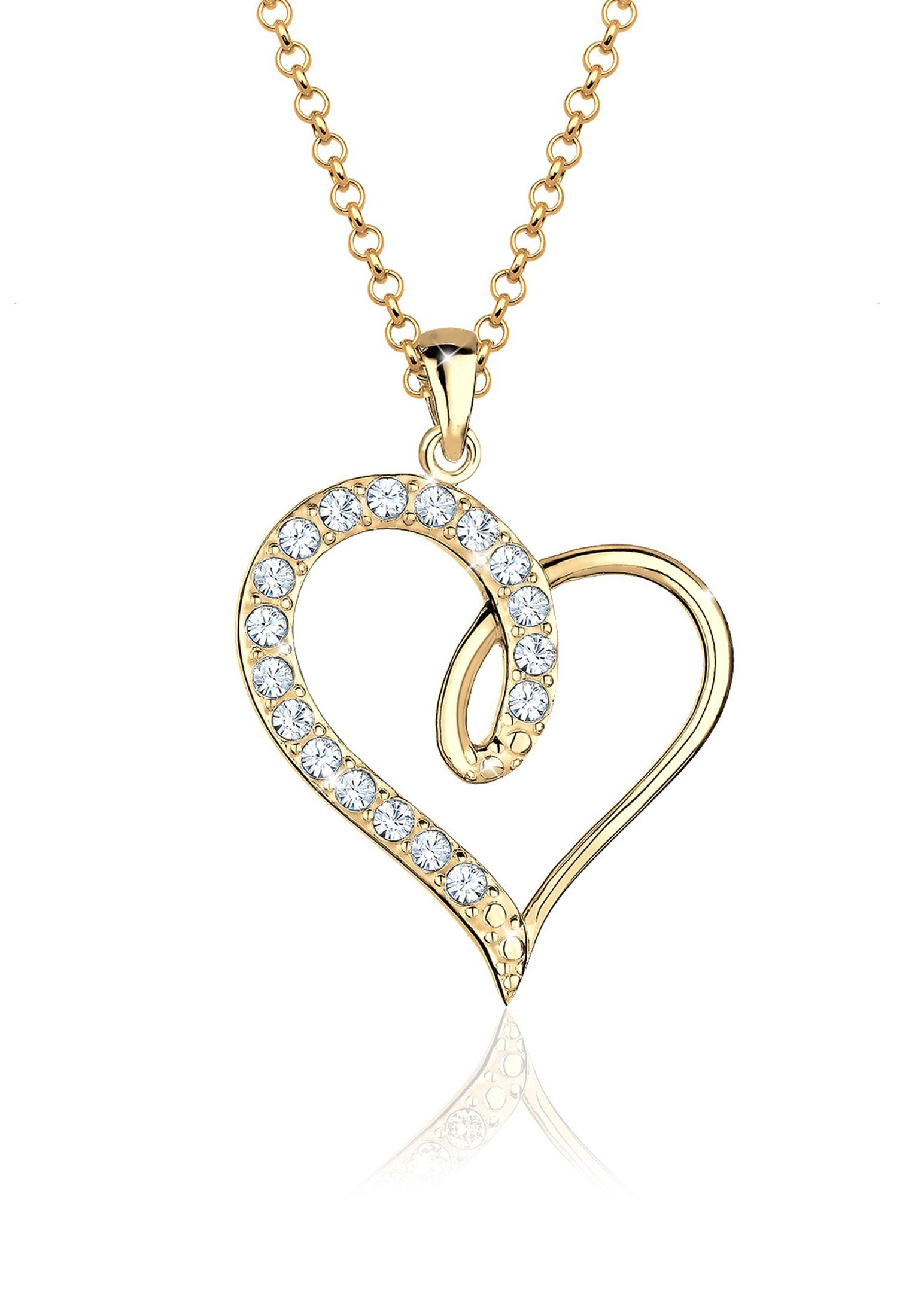 Elli Collierkettchen Herz Kristalle 925 Sterling Silber Gold