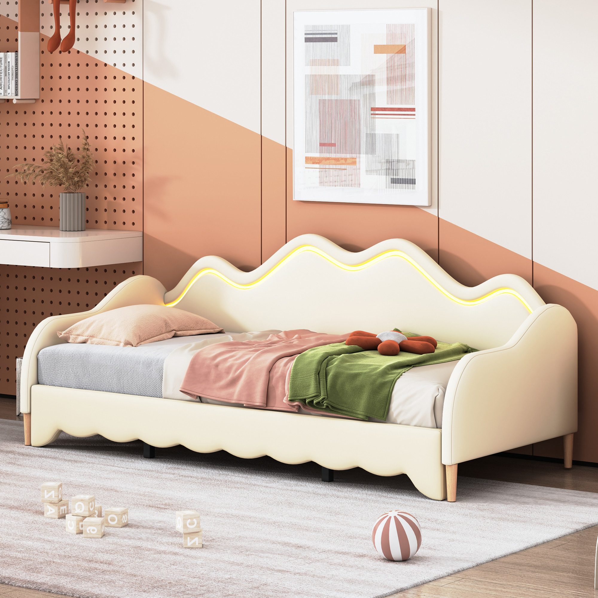 Flieks Daybett, LED Tagesbett Polsterbett Schlafsofa günstig online kaufen