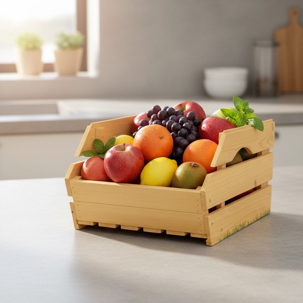 Mucola Weinkiste Obstkiste mit Griffen Apfelkisten Aufbewahrungskiste Kartoffelkiste (1 St., mehrere Kisten lassen sich sicher), stapeln