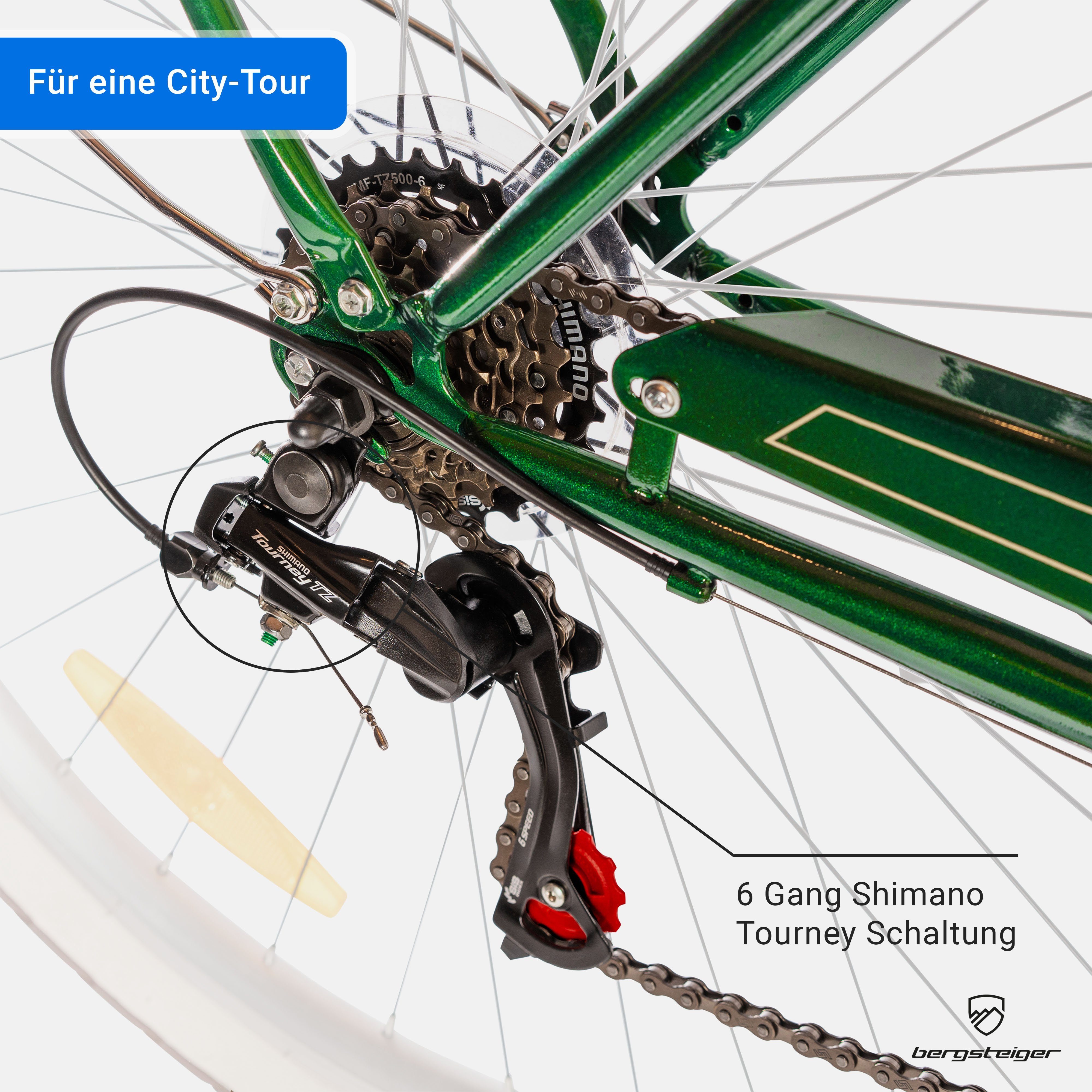 Thumbnail - bergsteiger Cityrad Marseille 26 Zoll, 28 Zoll Damenfahrrad, ab 150 cm, Korb aus Rattan, 6 Gang, Kettenschaltung, V-Brem...