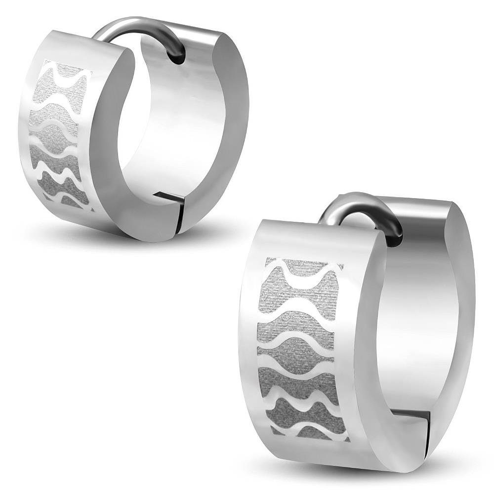 Ohrringe Unisex Waves 6mm Edelstahl Paar Stück), Creolen-Set Creolen 2-tlg), Silber (1 (2 aus Ohrschmuck BUNGSA