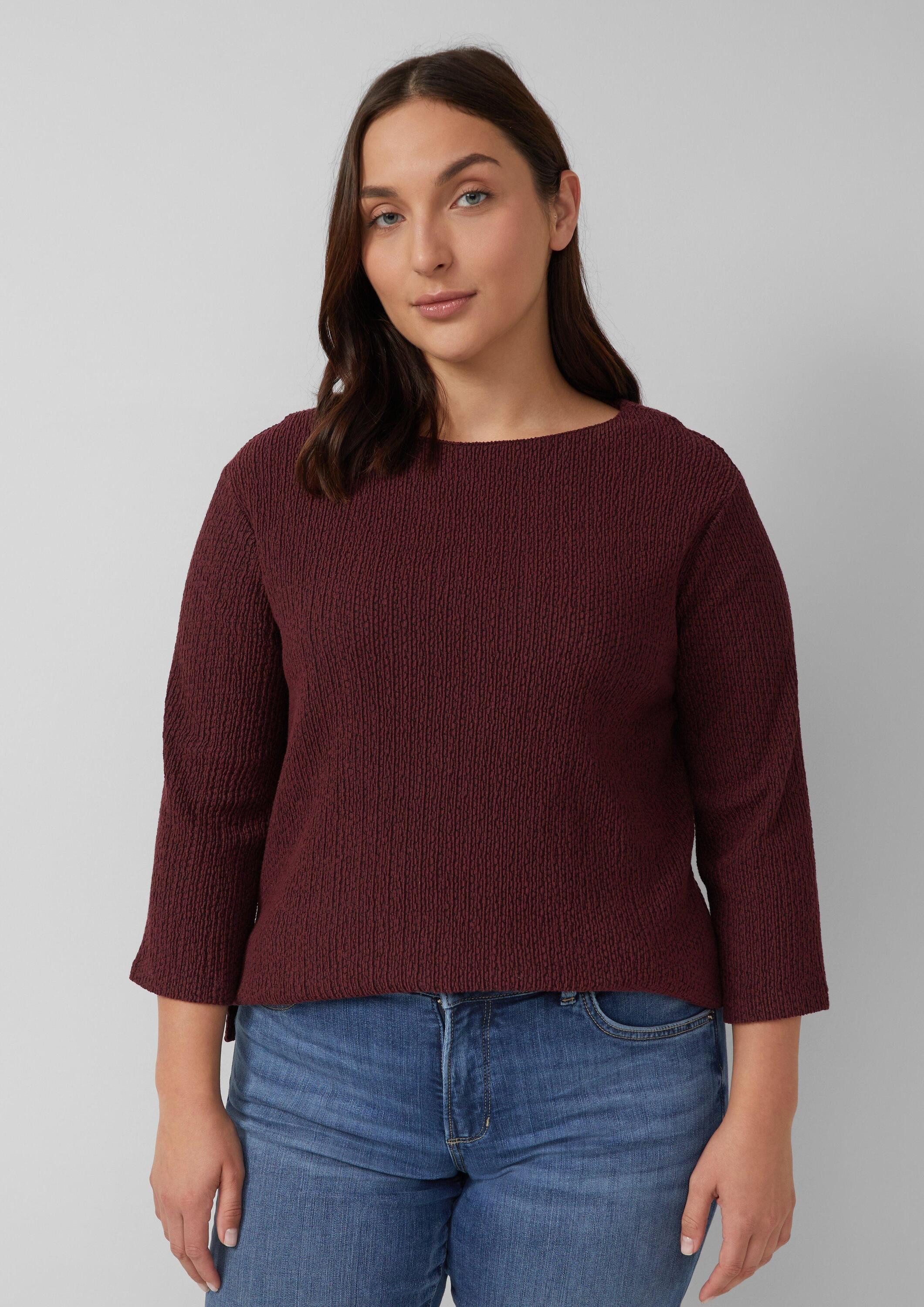 s.Oliver 3/4-Arm-Shirt T-Shirt Verkürztes Struktur Shirt mit 3/4-Arm