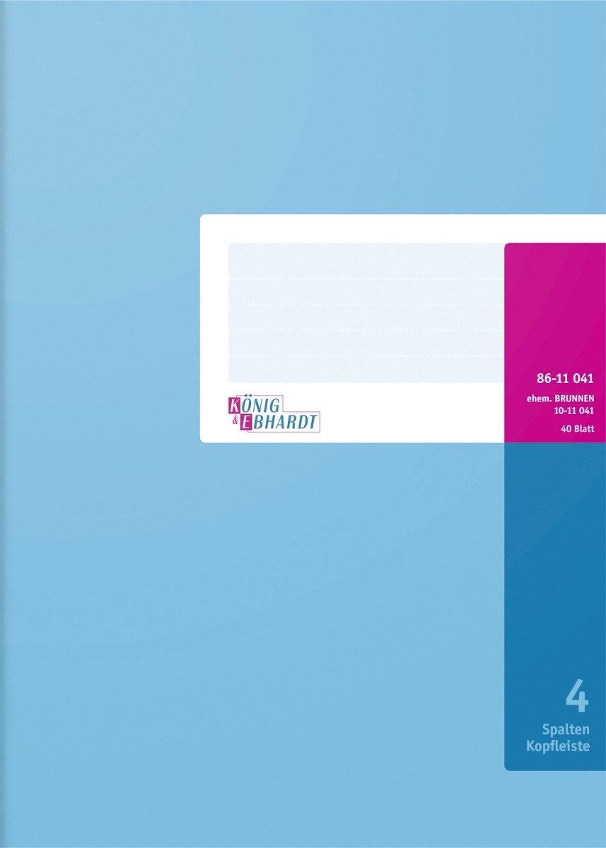 Notizbuch Spaltenbuch A4 mit Kopfleiste 4 Spalten 40 Blatt hellblau