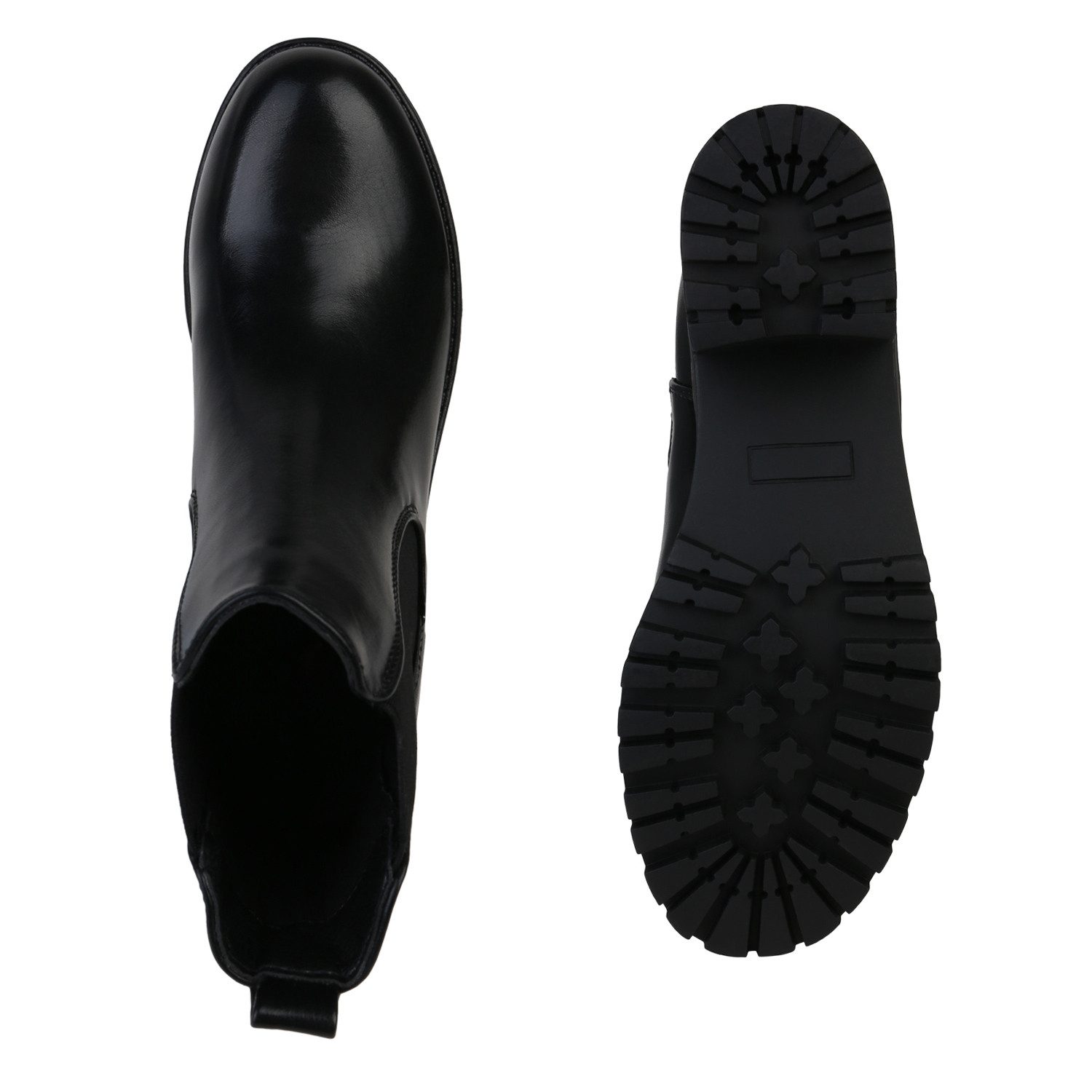 VAN HILL 836401 Chelseaboots Damen Stiefeletten Chelsea Boots Plateau Vorne Profil-Sohle