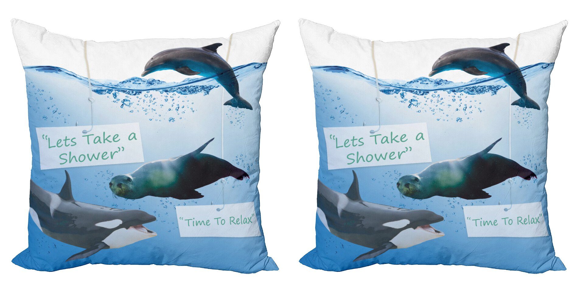 Kissenbezüge Modern Accent Doppelseitiger Digitaldruck, Abakuhaus (2 Stück), Tier Whale Dolphin und Seal Sea