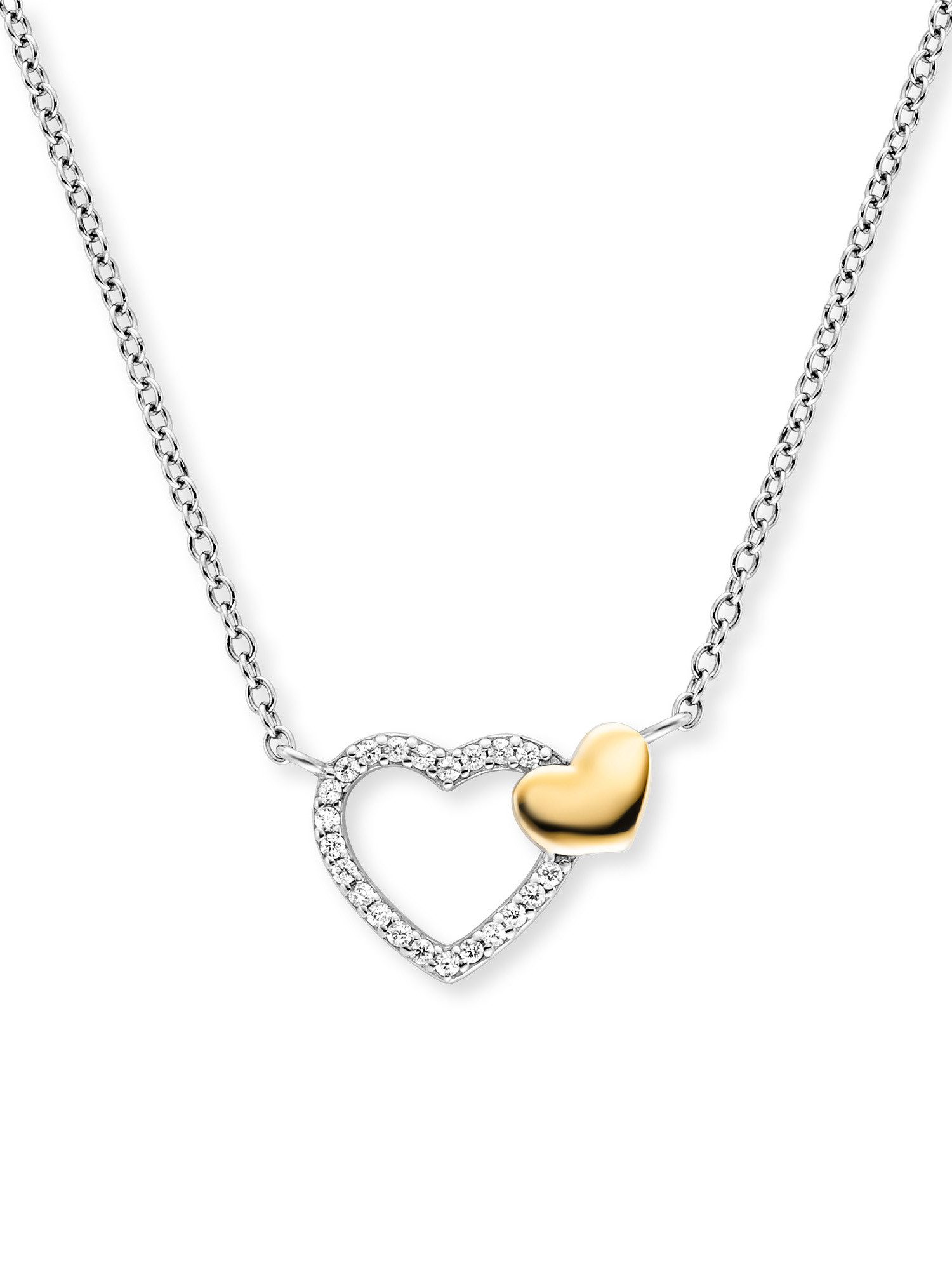 Engelsrufer Kette mit Anhänger Herzen Bicolor, Made in Germany - mit Zirkon günstig online kaufen
