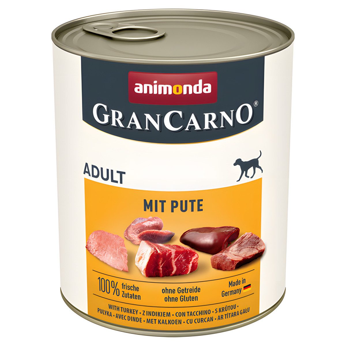 Animonda GranCarno Adult mit Pute 800 g - 6 Stück, Nassfutter für: Hund