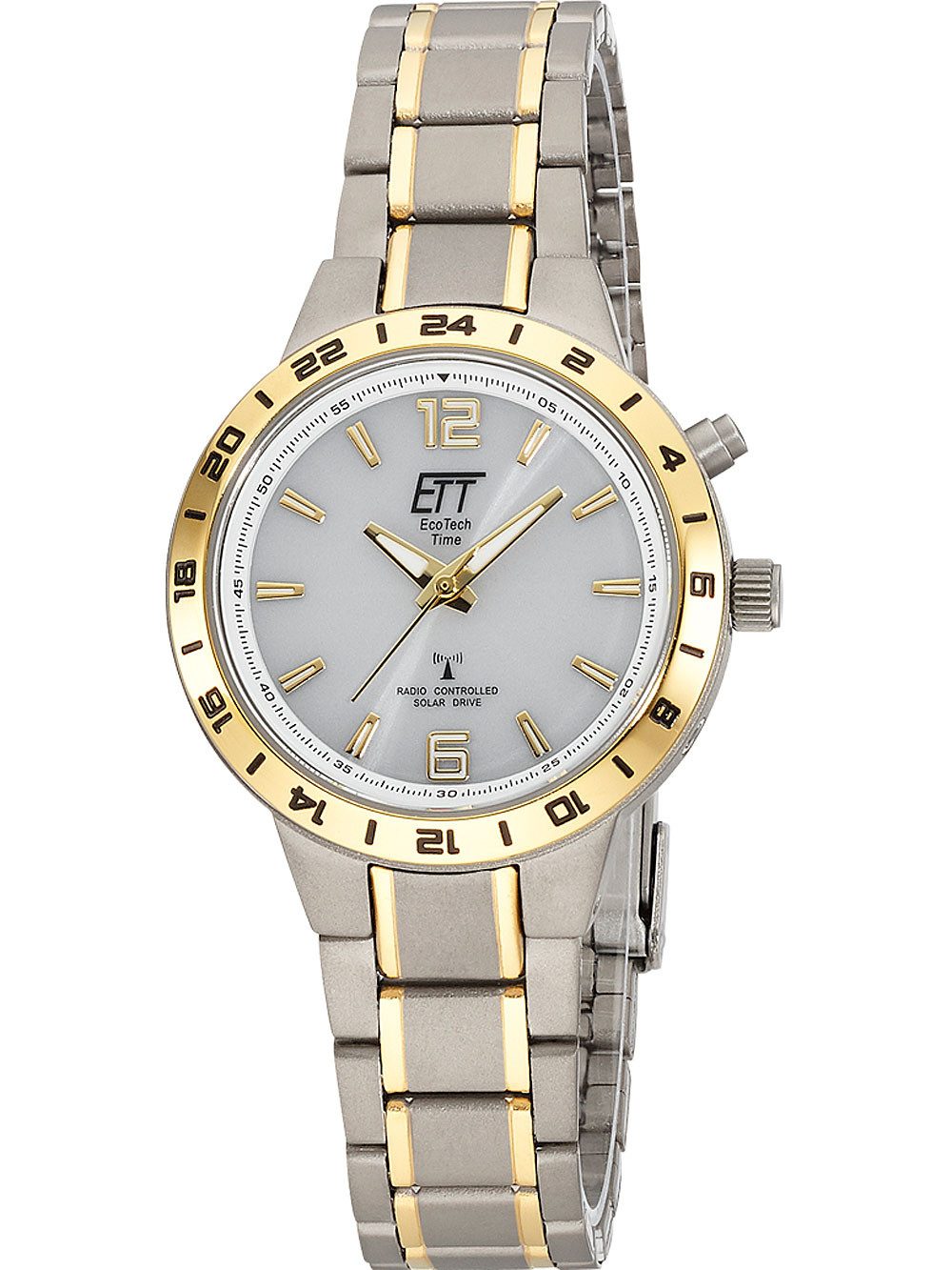Quarzuhr ETT ELT-11449-11M Funkuhr Solar Drive Basic Titanium Damenuhr 32mm 5AT ETT ELT-11449-11M Funkuhr Solar Drive Basic Titanium Damenuhr 32mm 5ATM