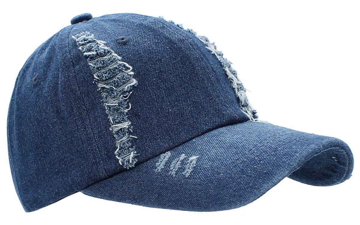 Mütze Optik, dy_mode Risse Herren Schirmmütze K223-Jeansblau Unisex Destroyed Destroyed Baseball Look Frauen Cap Cap Baseball