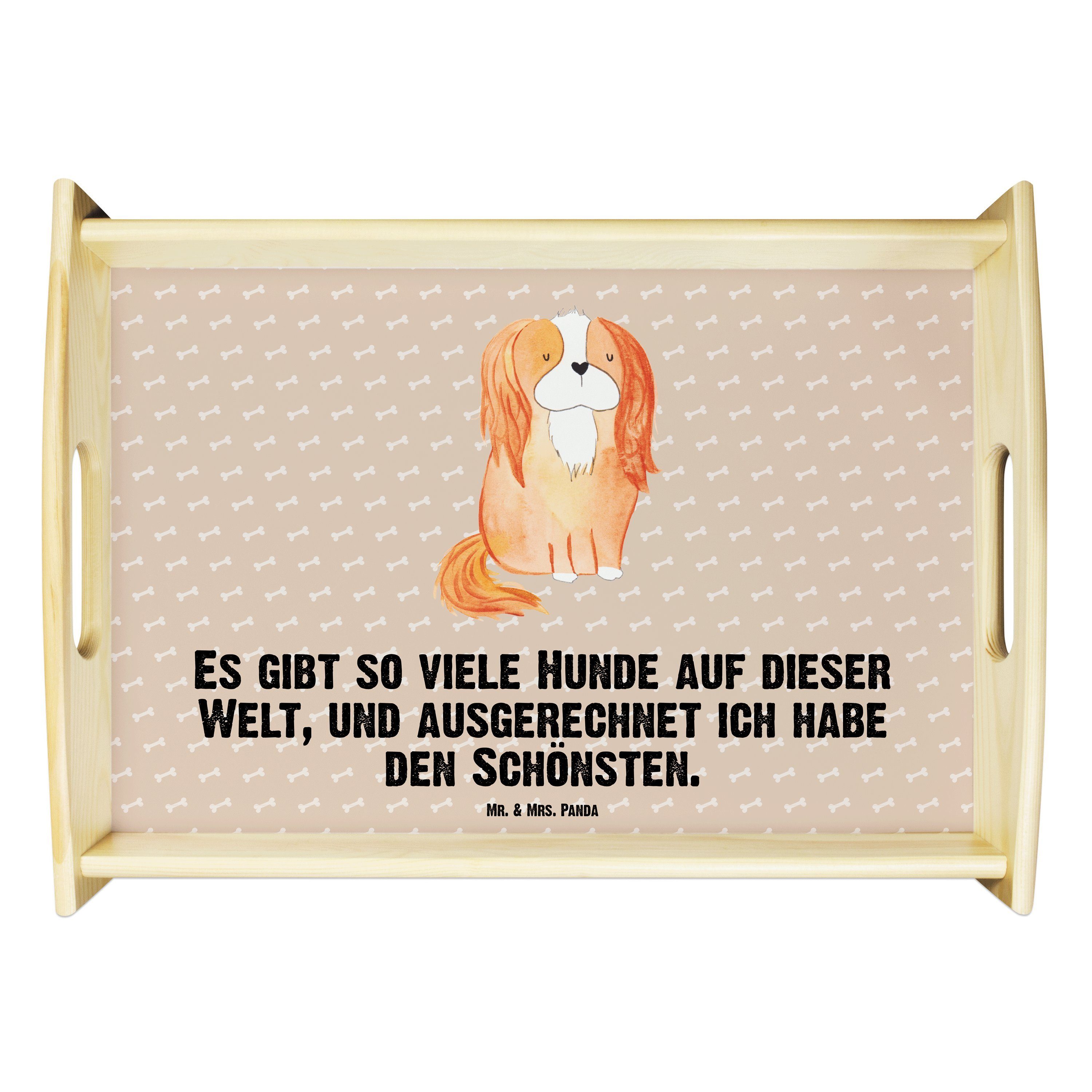 Mr. & Mrs. Panda Tablett Cavalier King Charles Spaniel - Hundeglück - Geschenk, Küchentablett, Echtholz lasiert, (1-tlg)