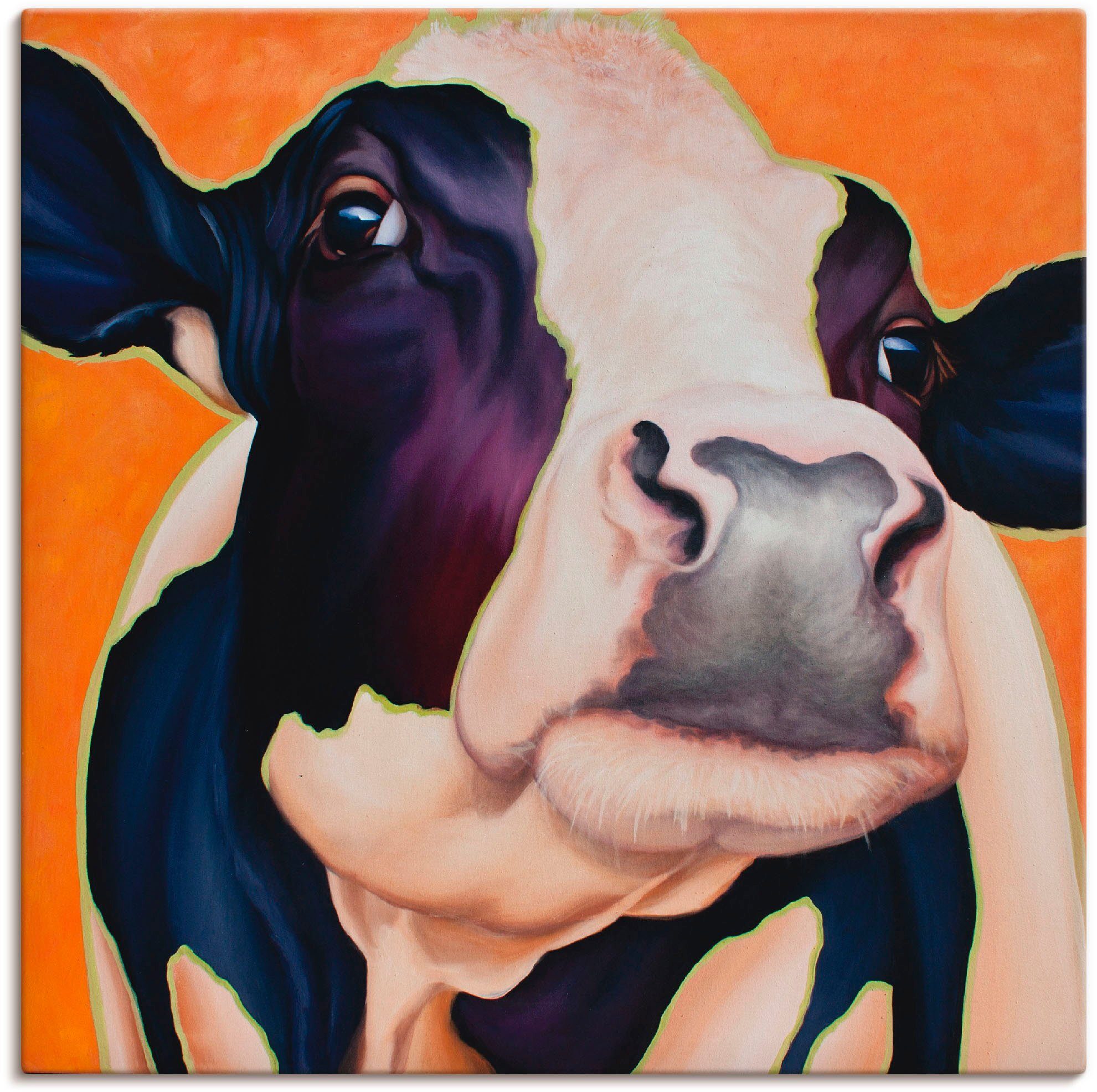 Artland Wandbild Kuh Rosa, Haustiere (1 St), als Leinwandbild, Wandaufkleber oder Poster in versch. Größen