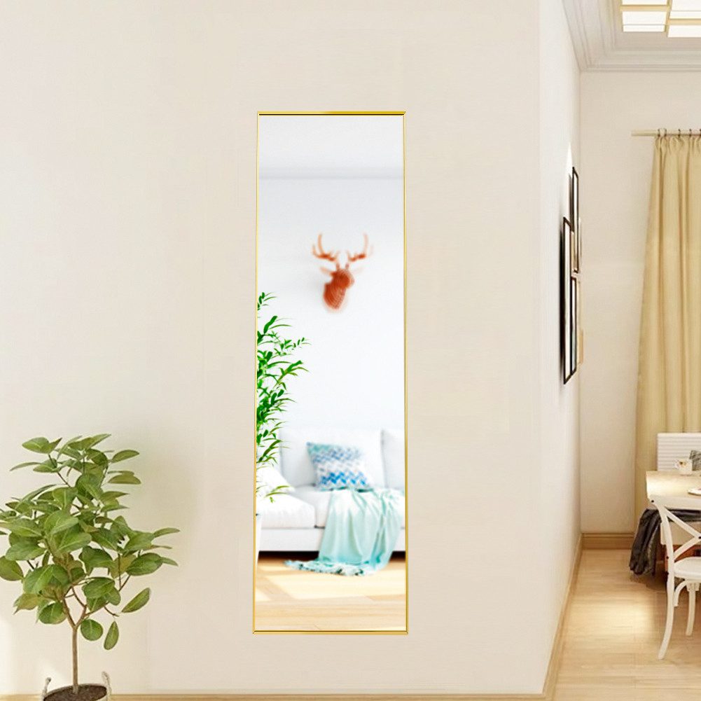 FUROKOY Ganzkörperspiegel Standspiegel mit Ständer, Metallrahmen (Garderobenspiegel, 1-St), Rechteckiger Wandspiegel,150x40cm für Wohnzimmer, Schlafzimmer,Schwarz