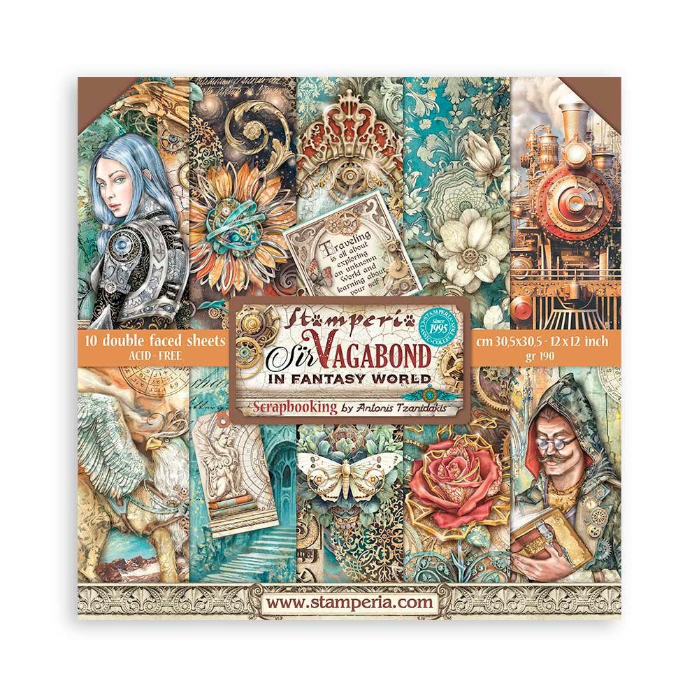 Motivpapier Scrapbook-Block Fantasy World