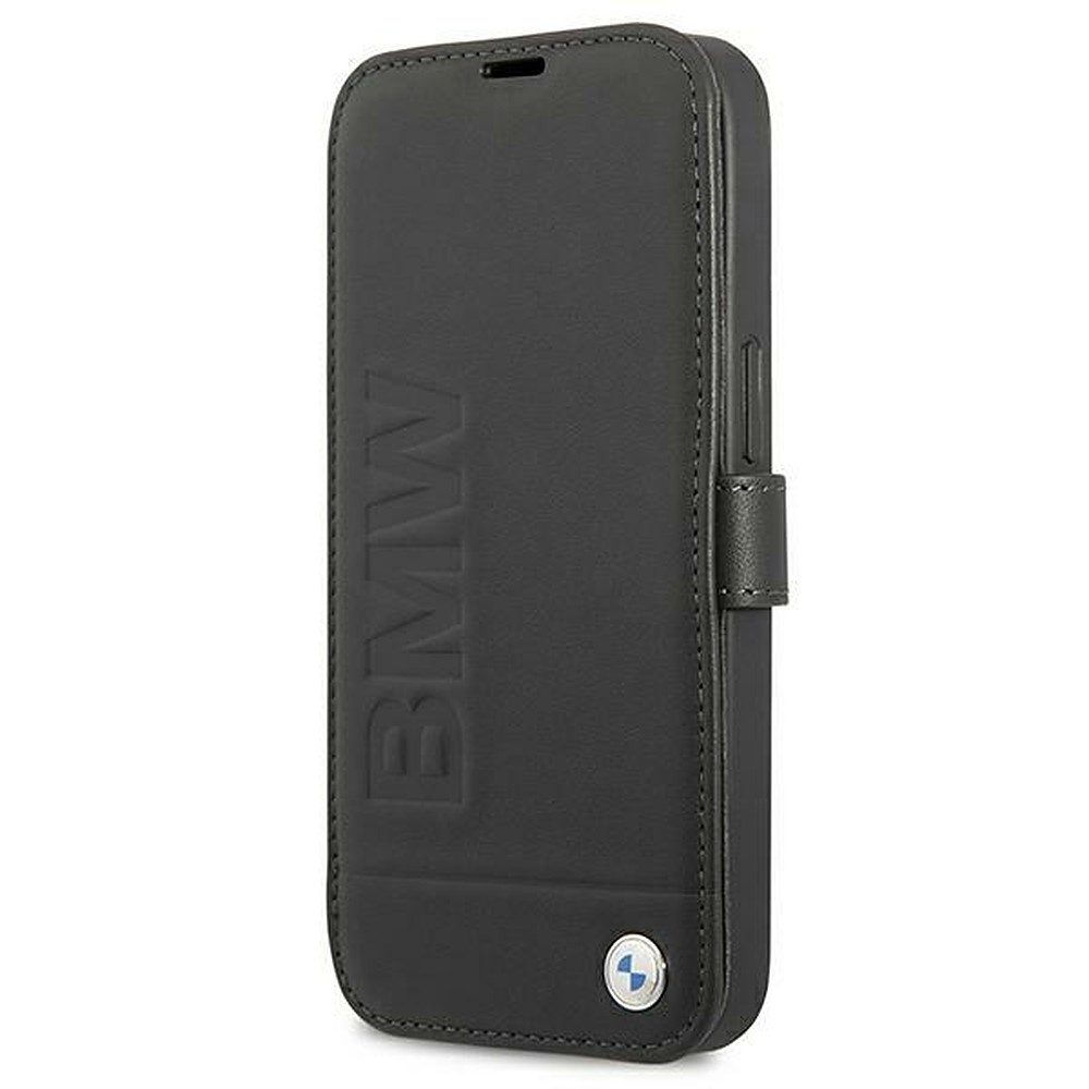 BMW Handyhülle Leder Klapphülle 5,4 Zoll, Echtleder, 3 Kartenfächer, Standfunktion, Magnetverschluss