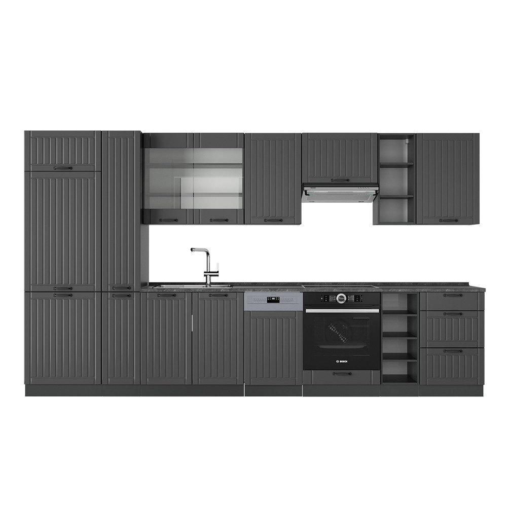 Vicco Küchenzeile Fame-Line, Dunkelgrau/Anthrazit, 355 cm günstig online kaufen