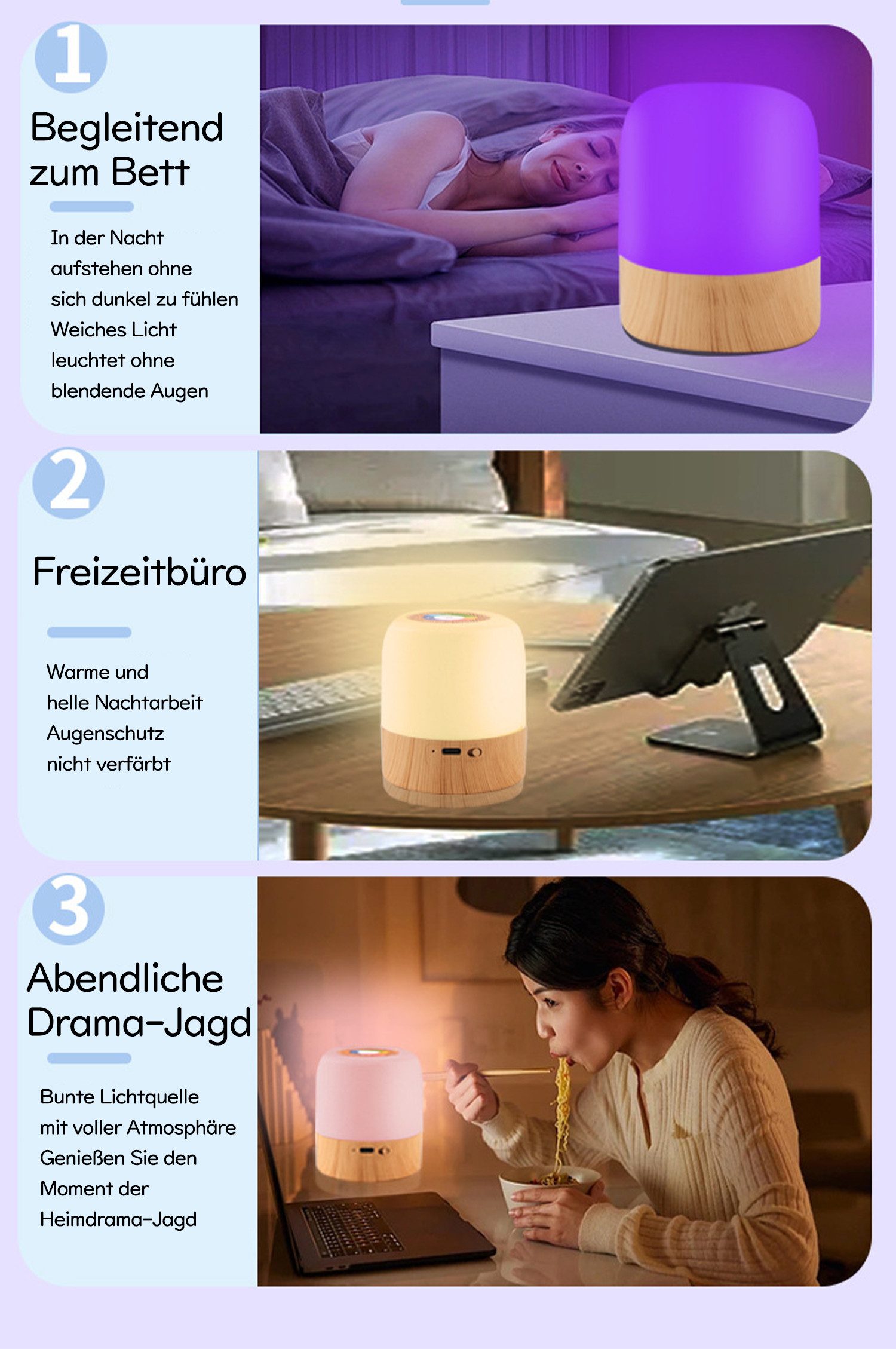 Luckice LED Nachtlicht Touch-Lampe,tragbare Tisch-Nachttischlampen mit Sens günstig online kaufen